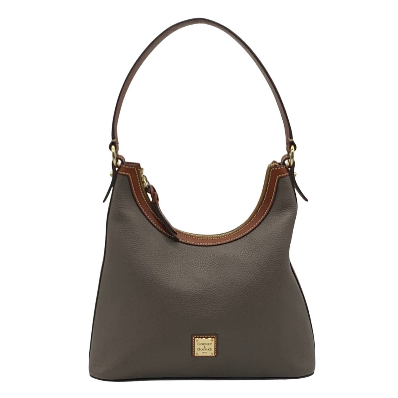 Dooney & Bourke Gray Pebbled Grain Leather Hobo Shoulder Bag