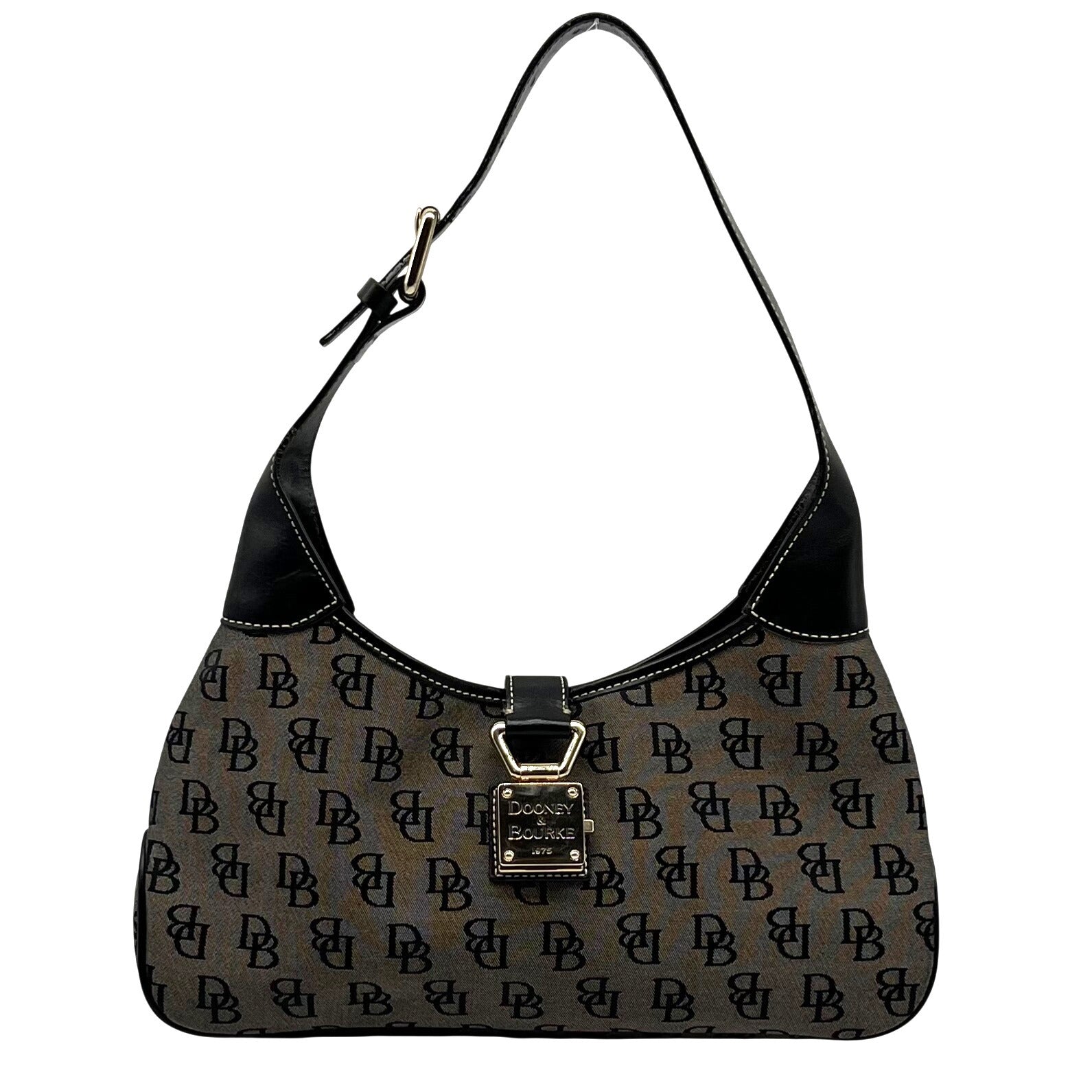Dooney & Bourke Gray and Black Signature Canvas Hobo Bag