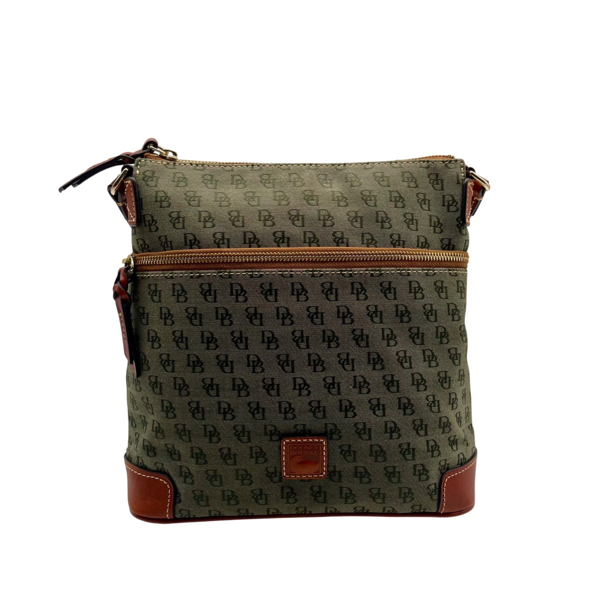 Dooney & Bourke Grey Monogram Print Fabric Crossbody Bag