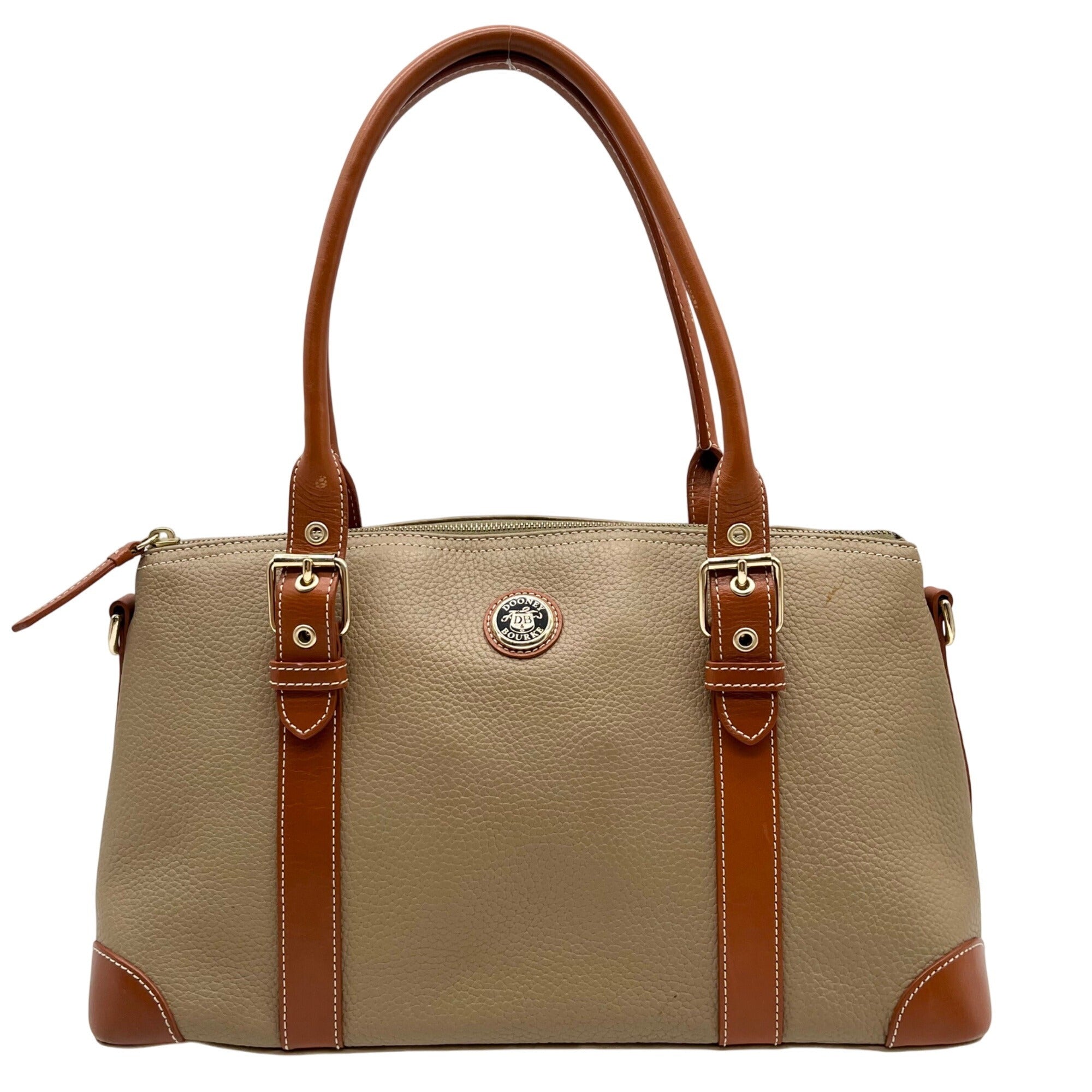 Dooney & Bourke Light Olive Green Pebbled Leather Vintage Convertible Satchel Bag