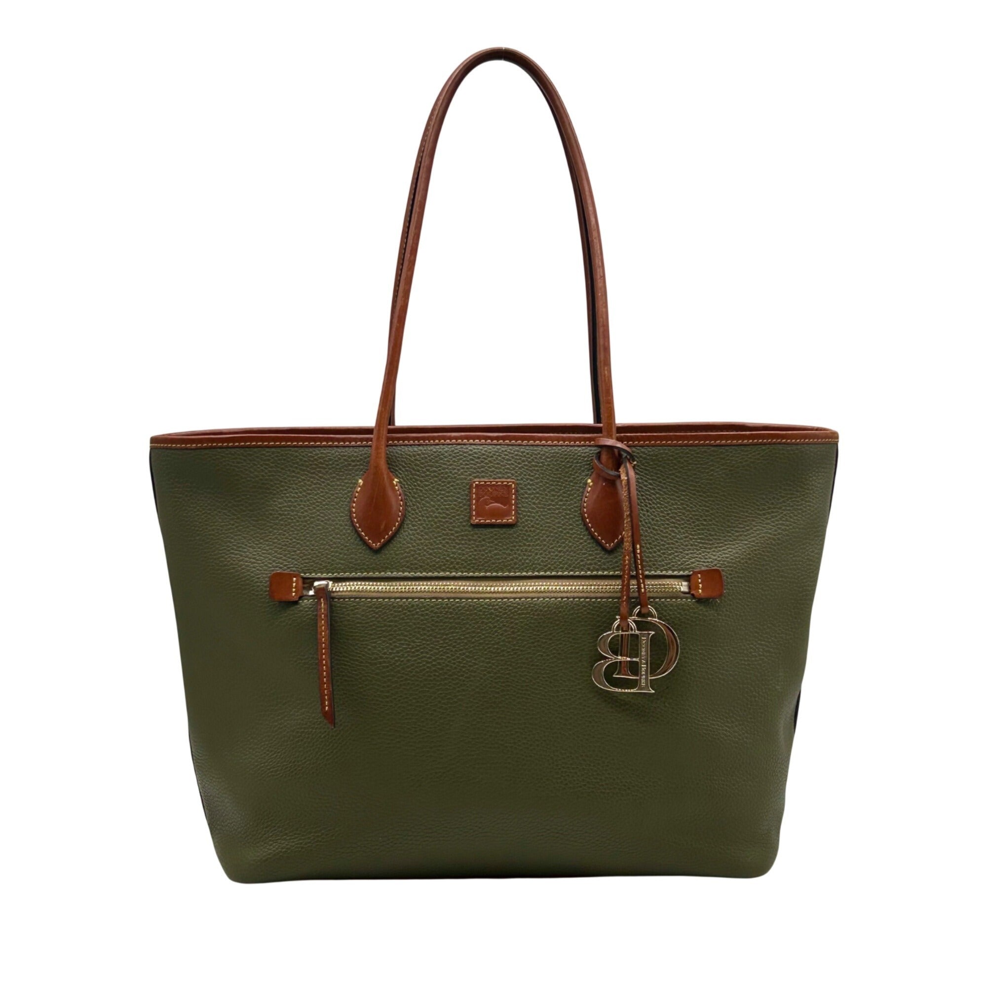 Dooney &amp; Bourke Olive Green Pebbled Leather Tote Bag