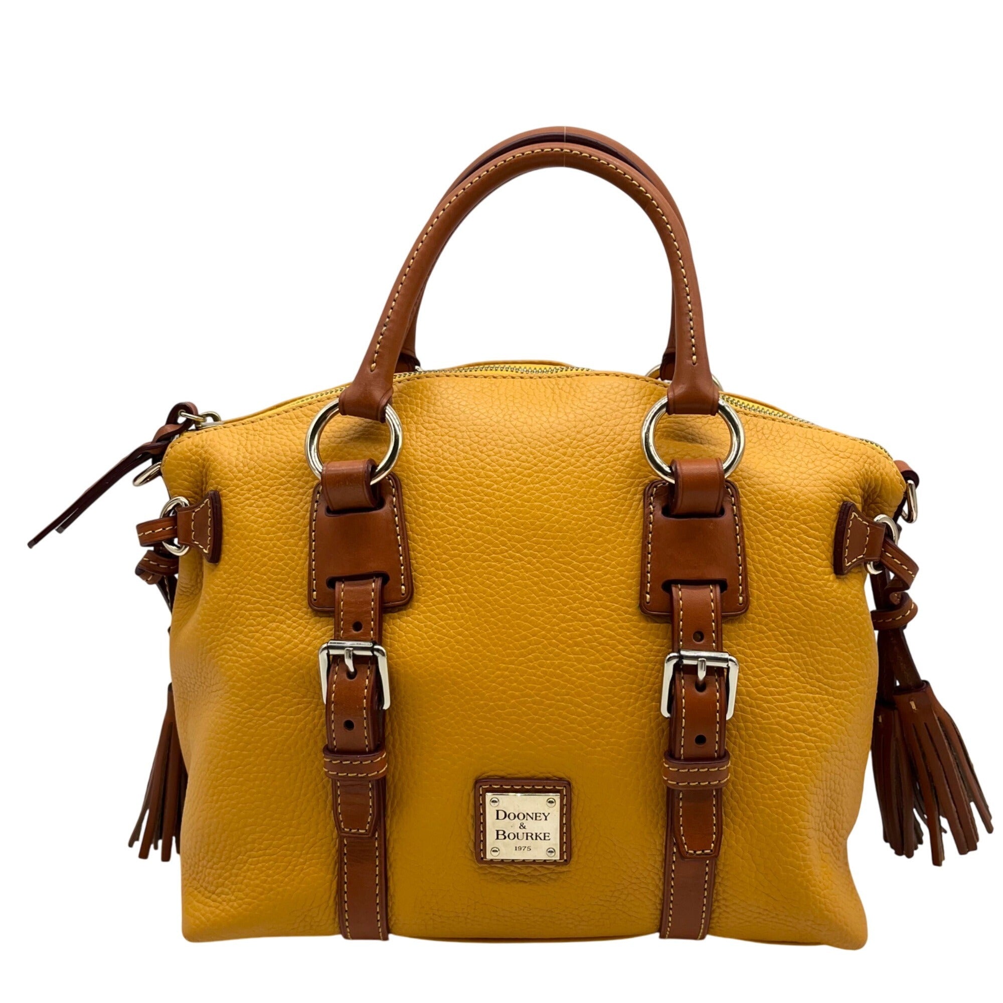 Dooney & Bourke Orange Leather Domed Satchel Bag