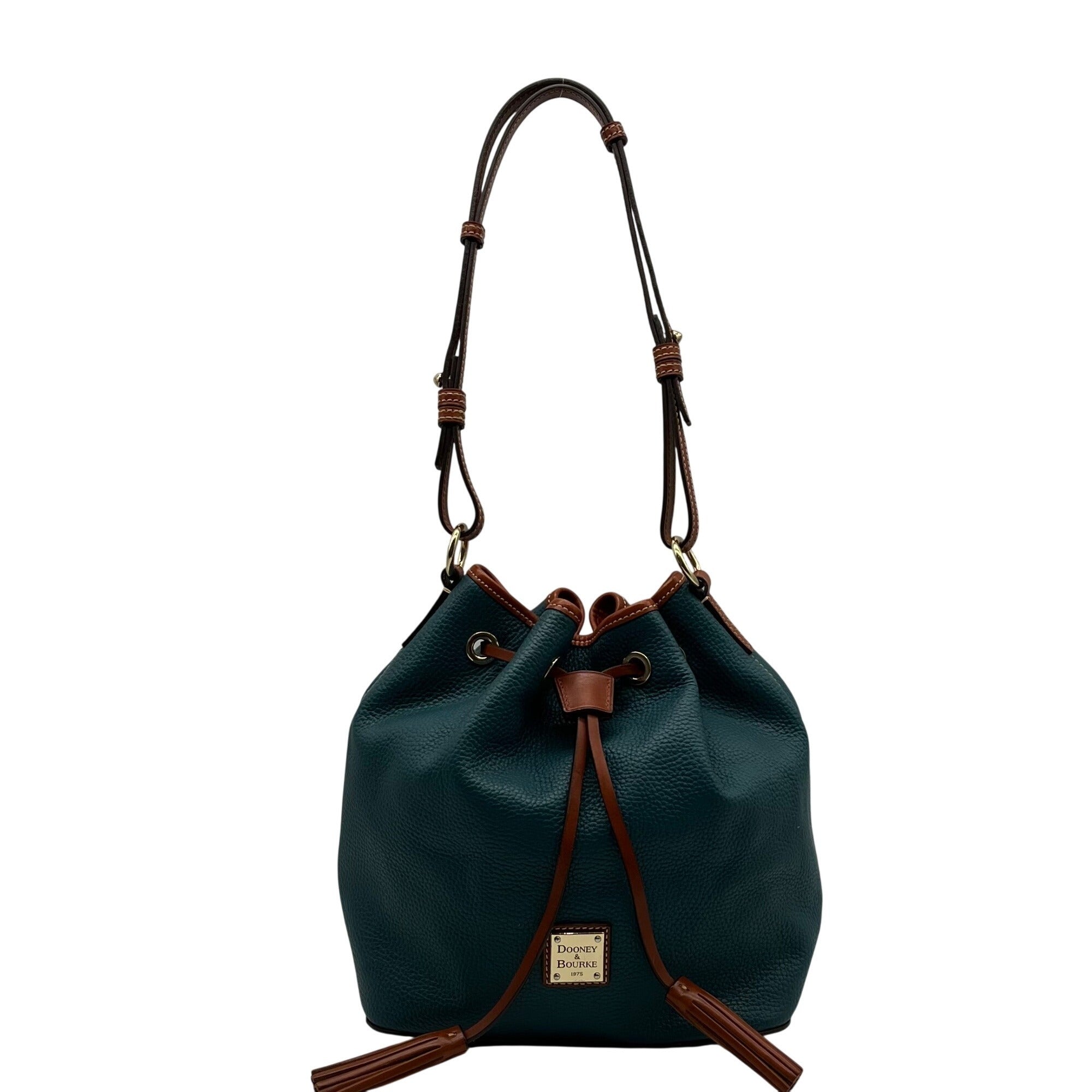 Dooney &amp; Bourke Teal Pebbled Grain Leather Kendall Drawstring Bag