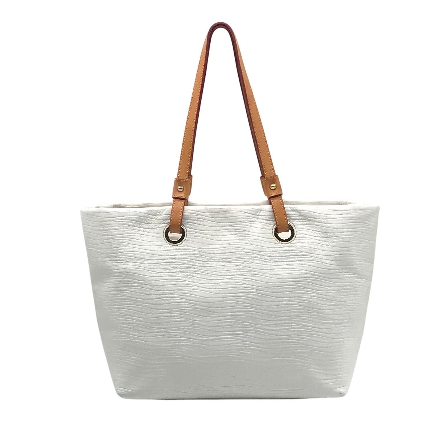 Dooney & Bourke White Leather Grommet Shopper Tote Bag