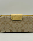 Coach Beige Canvas And Yellow Leather Slim Envelope Wallet