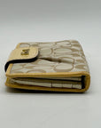 Coach Beige Canvas And Yellow Leather Slim Envelope Wallet