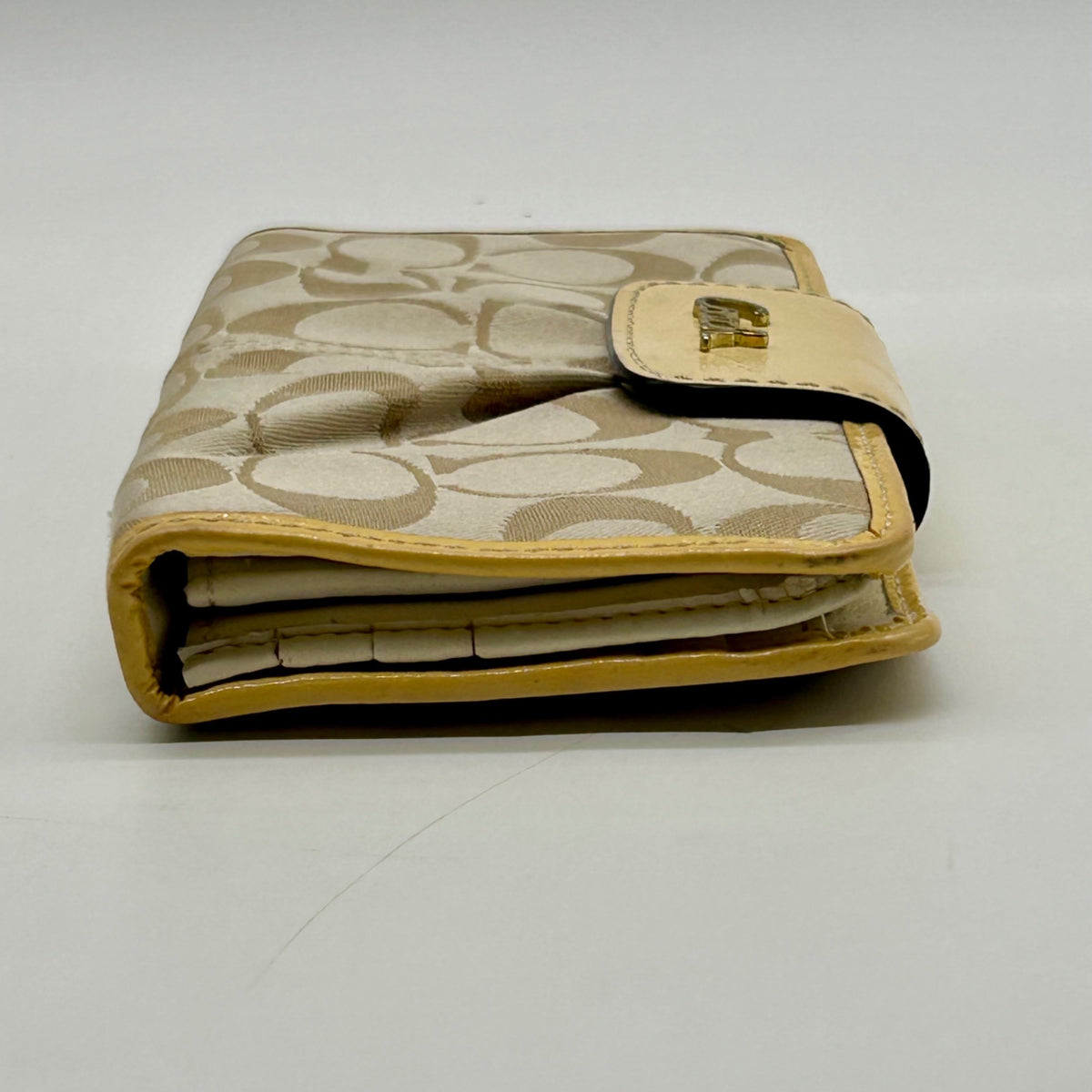 Coach Beige Canvas And Yellow Leather Slim Envelope Wallet