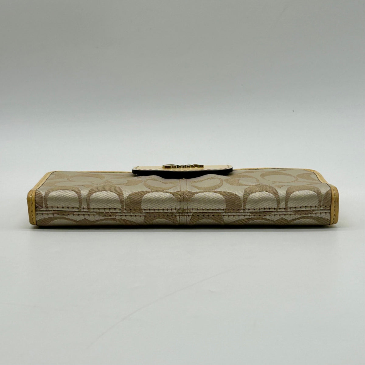 Coach Beige Canvas And Yellow Leather Slim Envelope Wallet