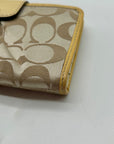 Coach Beige Canvas And Yellow Leather Slim Envelope Wallet