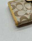 Coach Beige Canvas And Yellow Leather Slim Envelope Wallet