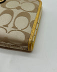 Coach Beige Canvas And Yellow Leather Slim Envelope Wallet