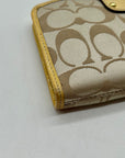 Coach Beige Canvas And Yellow Leather Slim Envelope Wallet