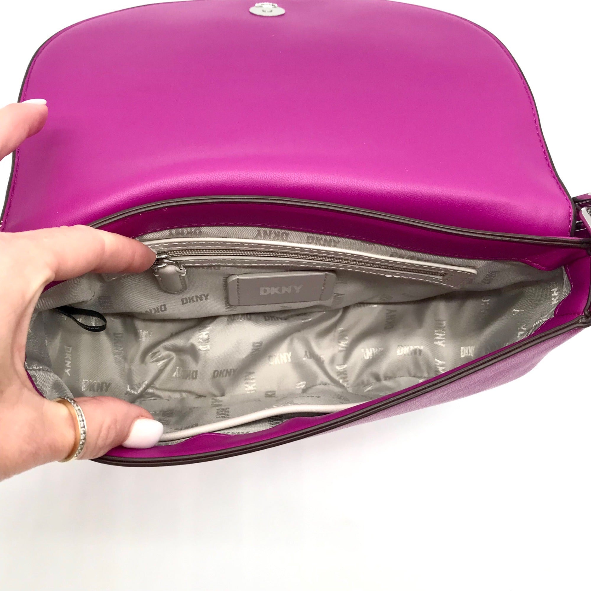 DKNY Dark Orchid Orion Convertible Flap Shoulder Bag