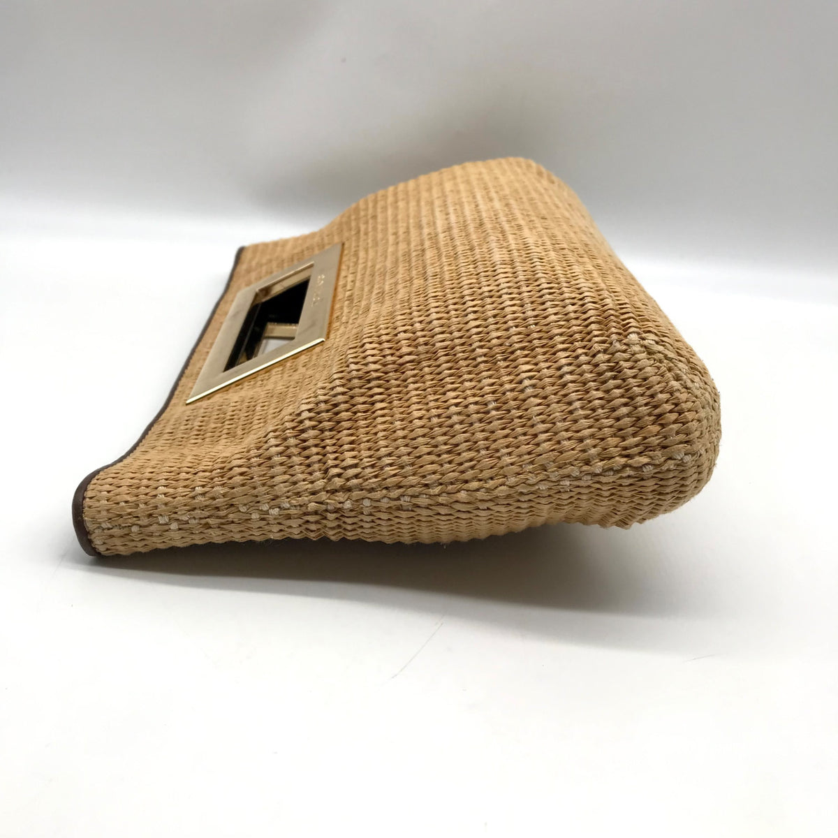 Michael Kors Beige Woven Raffia Rectangle Clutch