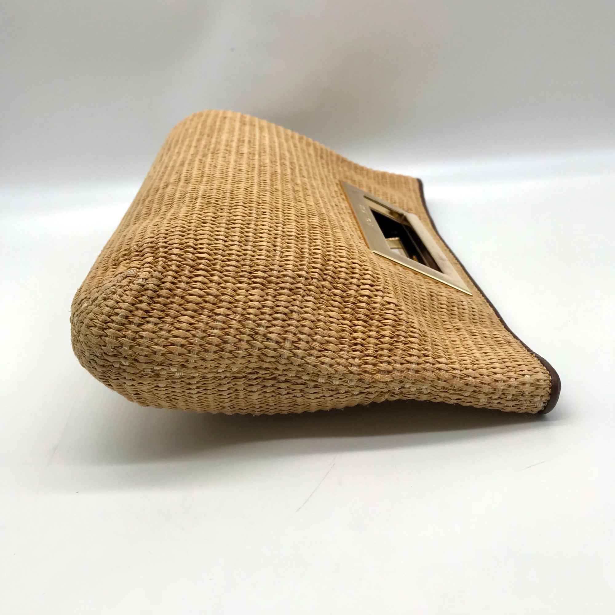 Michael Kors Beige Woven Raffia Rectangle Clutch