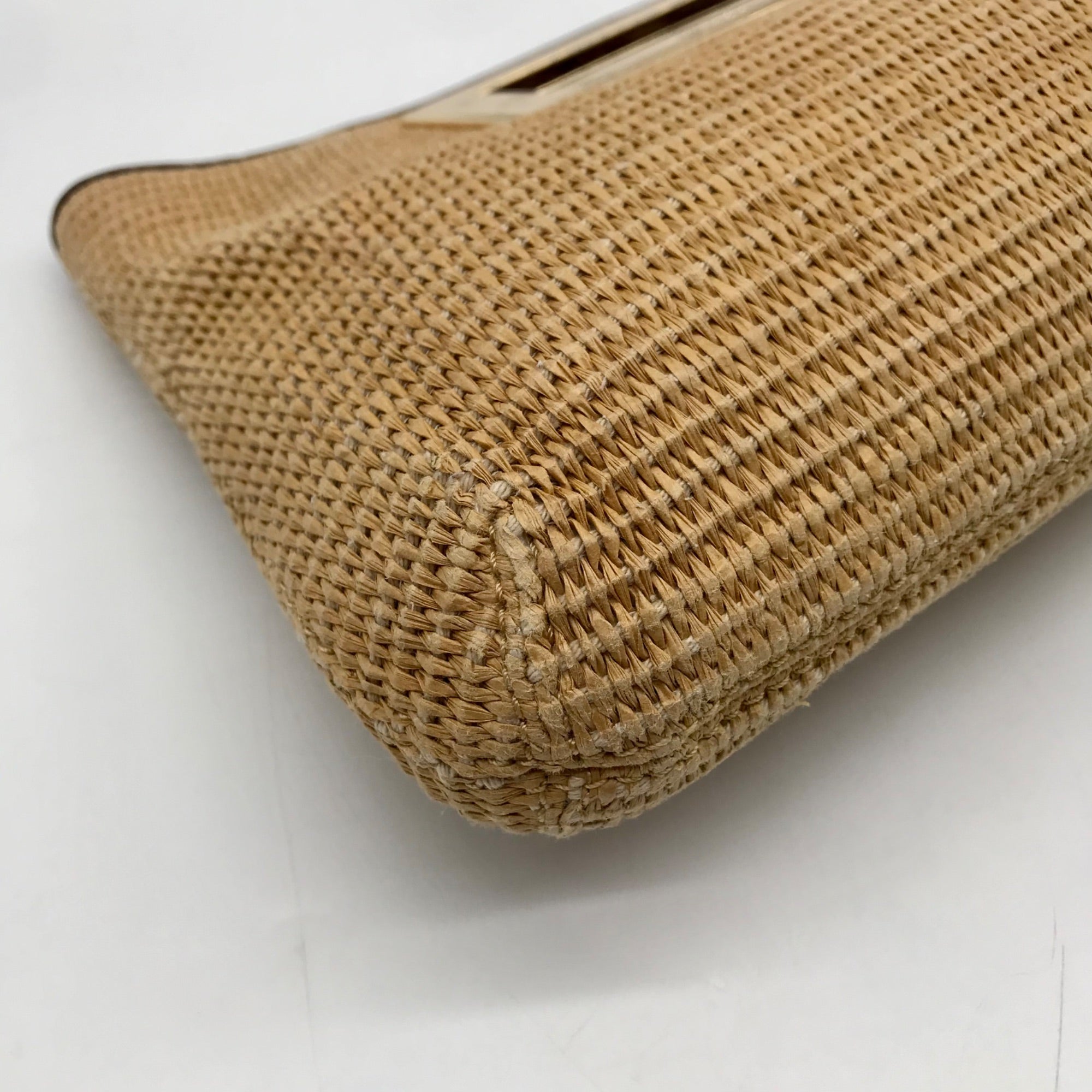 Michael Kors Beige Woven Raffia Rectangle Clutch