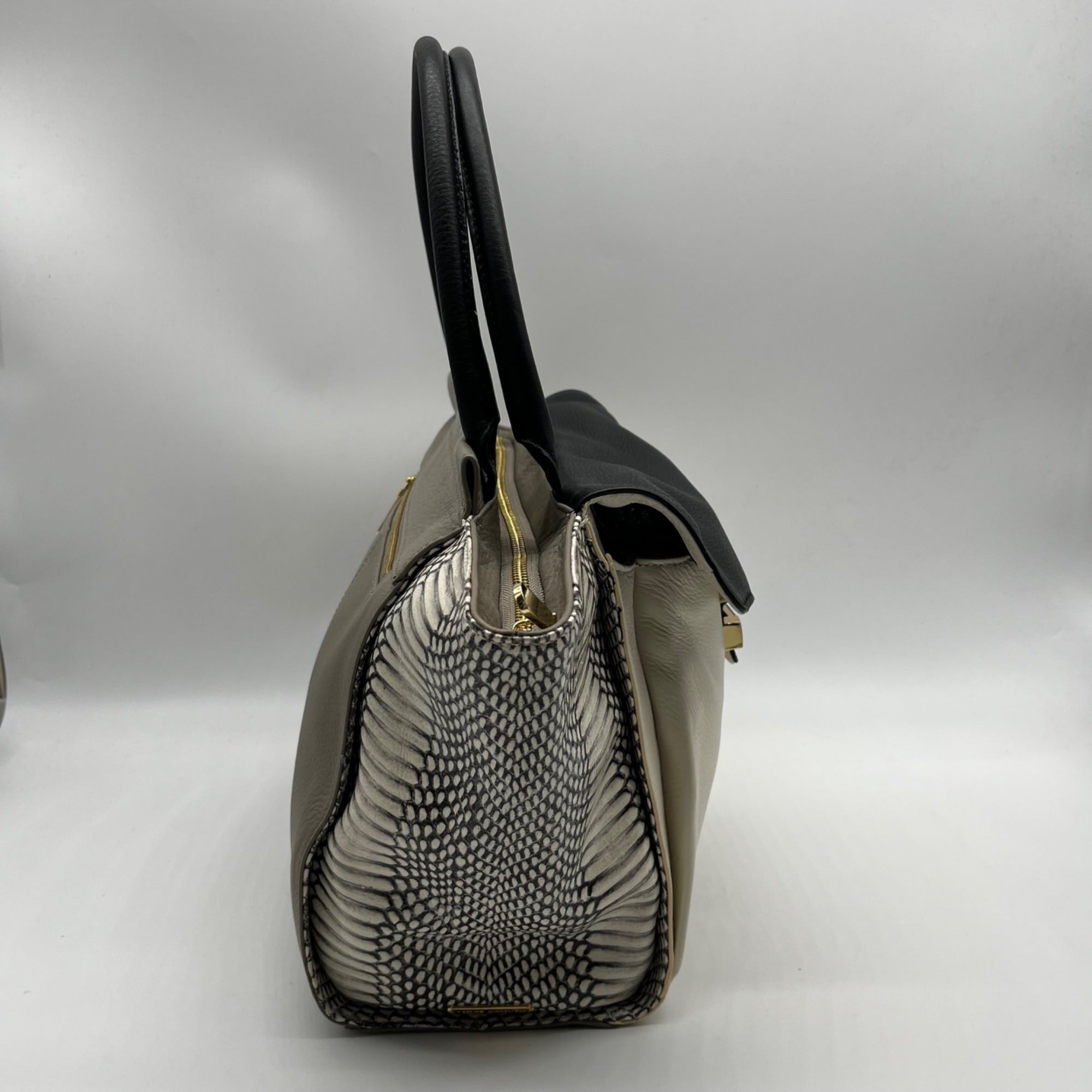 Vince Camuto Julia Cream &amp; Grey Satchel Bag
