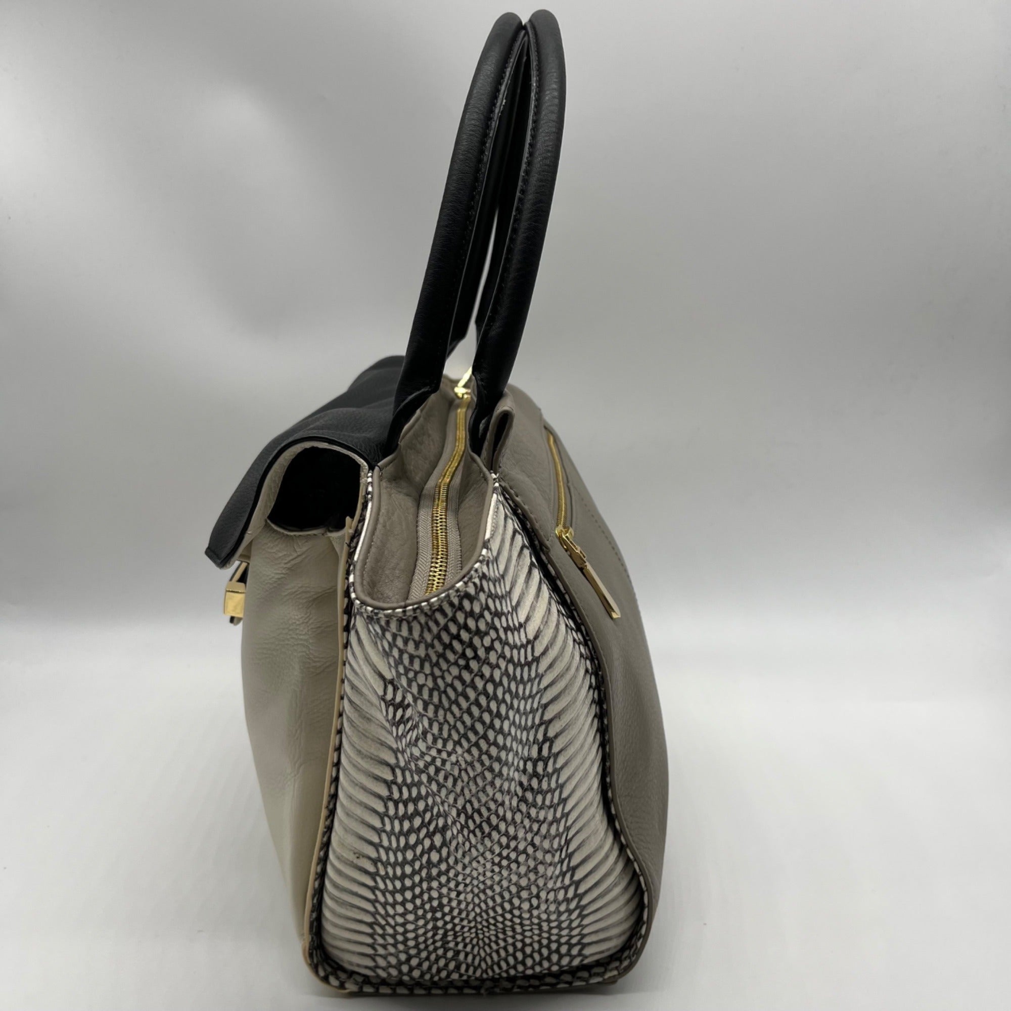 Vince Camuto Julia Cream &amp; Grey Satchel Bag