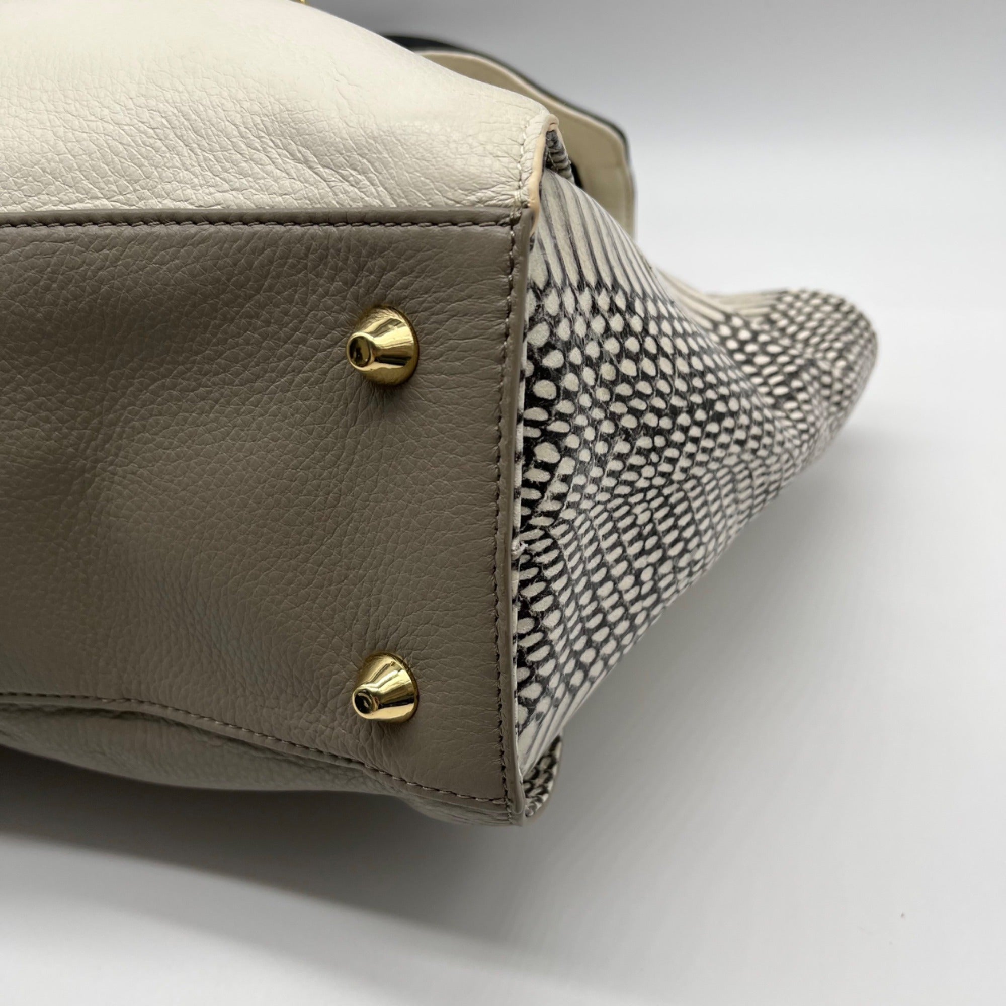 Vince Camuto Julia Cream &amp; Grey Satchel Bag