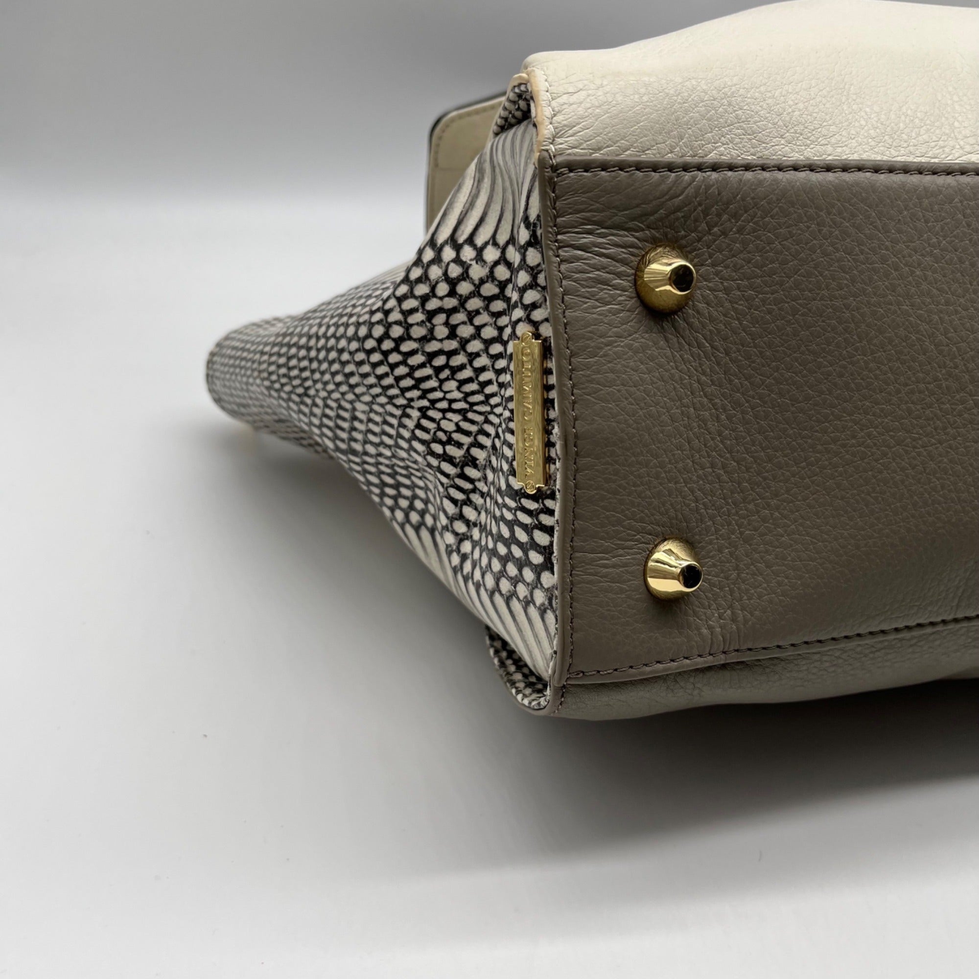 Vince Camuto Julia Cream &amp; Grey Satchel Bag