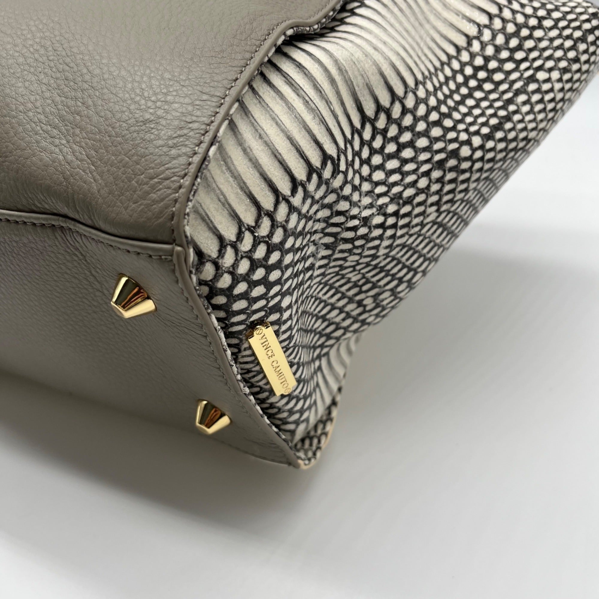 Vince Camuto Julia Cream &amp; Grey Satchel Bag