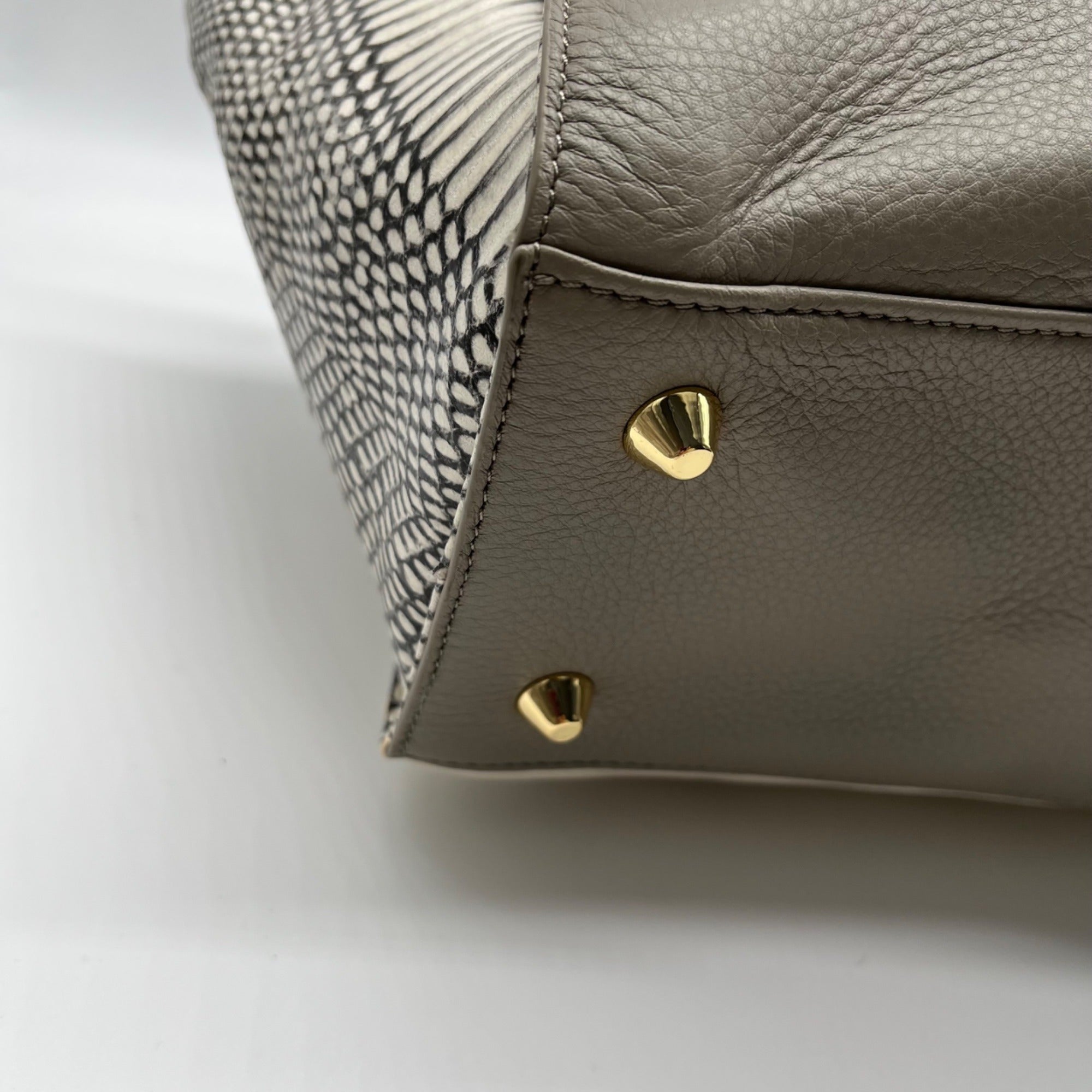 Vince Camuto Julia Cream &amp; Grey Satchel Bag