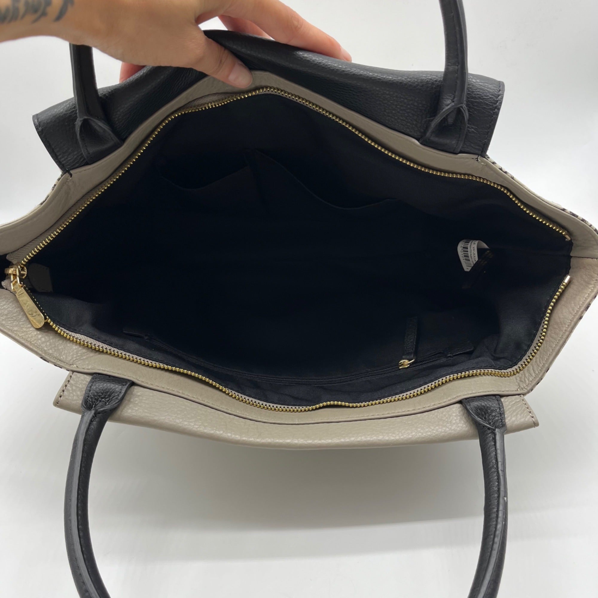 Vince Camuto Julia Cream &amp; Grey Satchel Bag