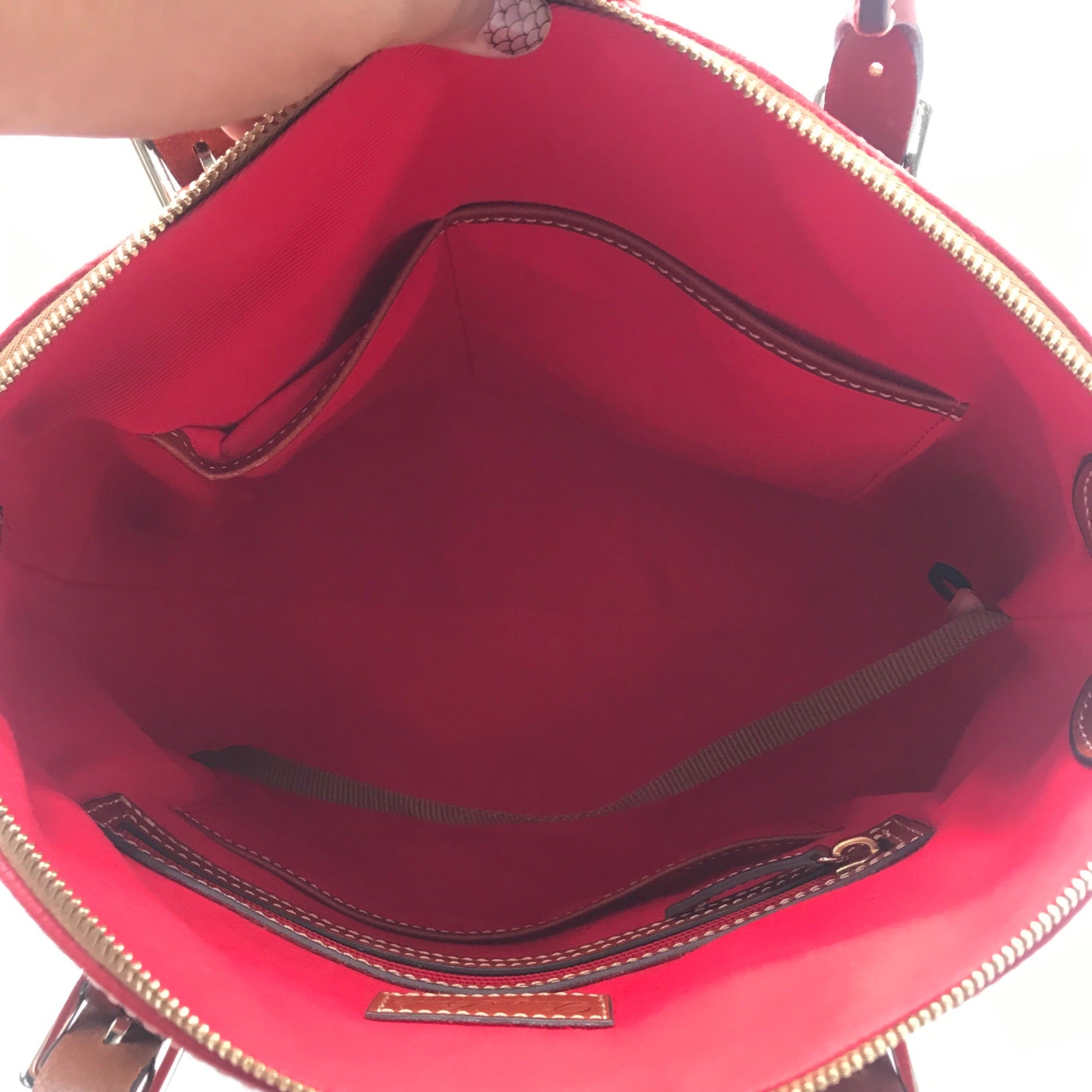 Dooney &amp; Bourke Red Pebble Grain Leather Domed Satchel