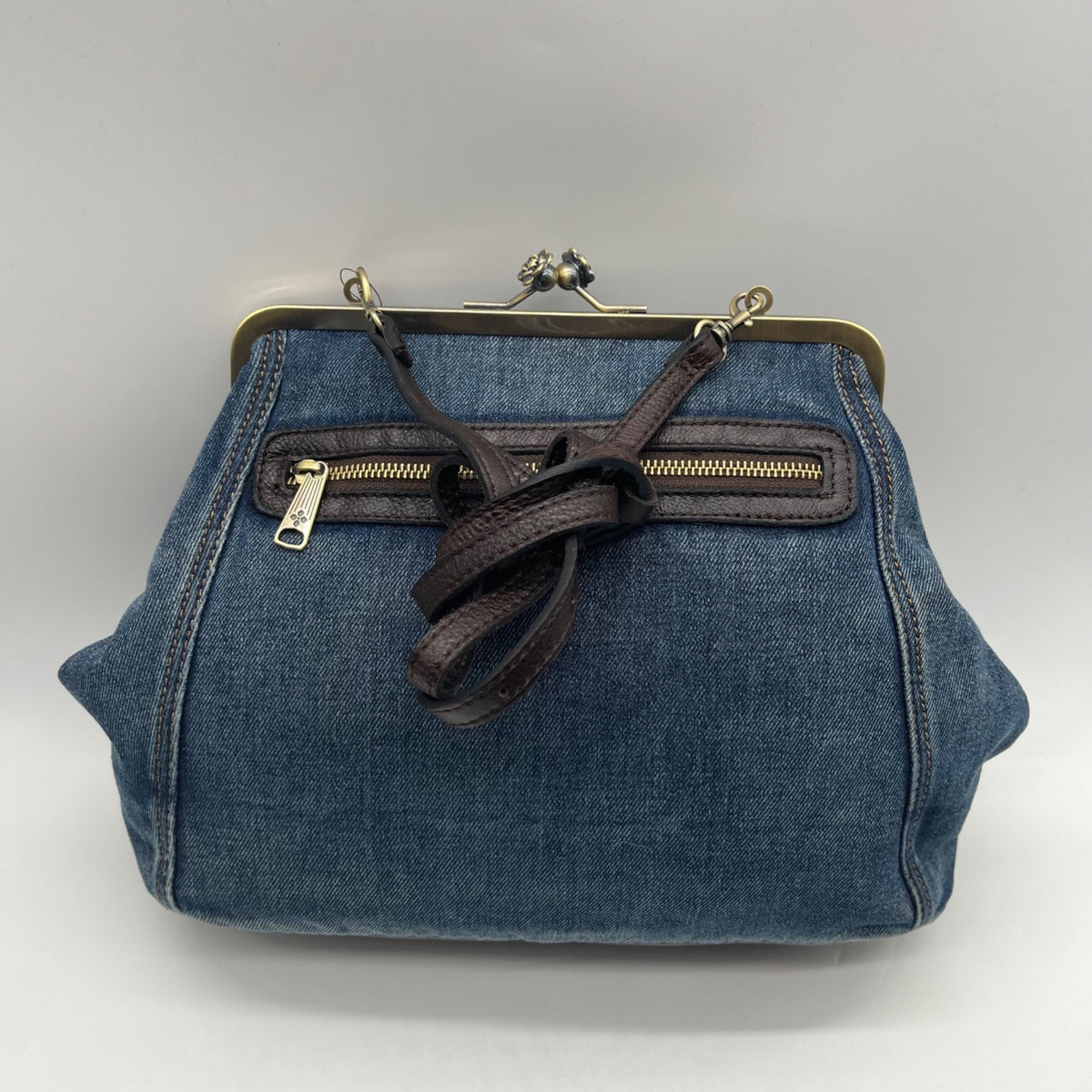 Patricia Nash Denim Blue Fabric Large Convertible Clutch
