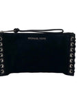 Michael Kors Black Leather and Suede Eyelet Clutch