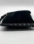 Michael Kors Black Leather and Suede Eyelet Clutch