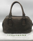 Longchamp Grey Distressed Leather Cosmo Satchel Bag