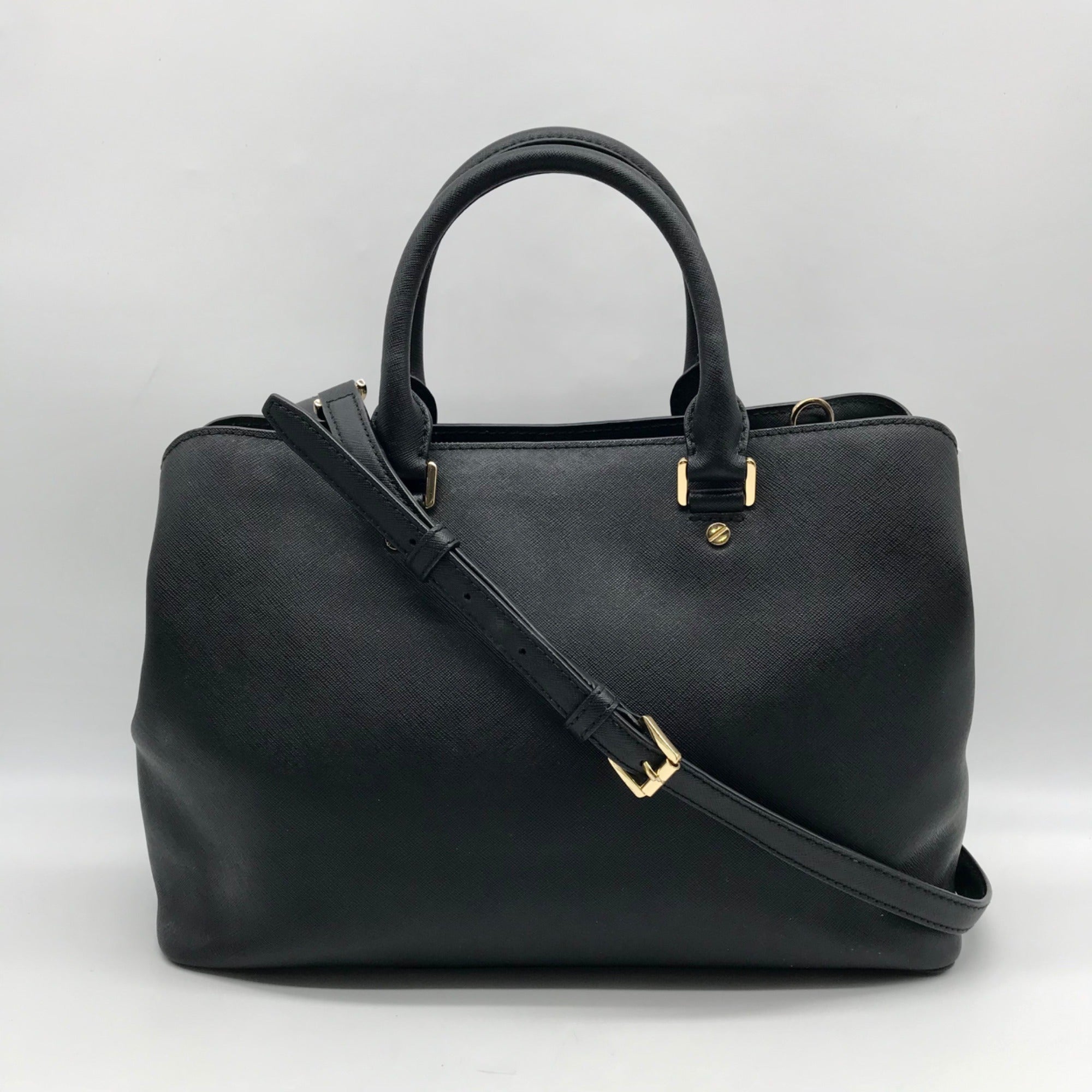 Michael Kors Black Saffiano Leather Savannah Convertible Satchel Bag