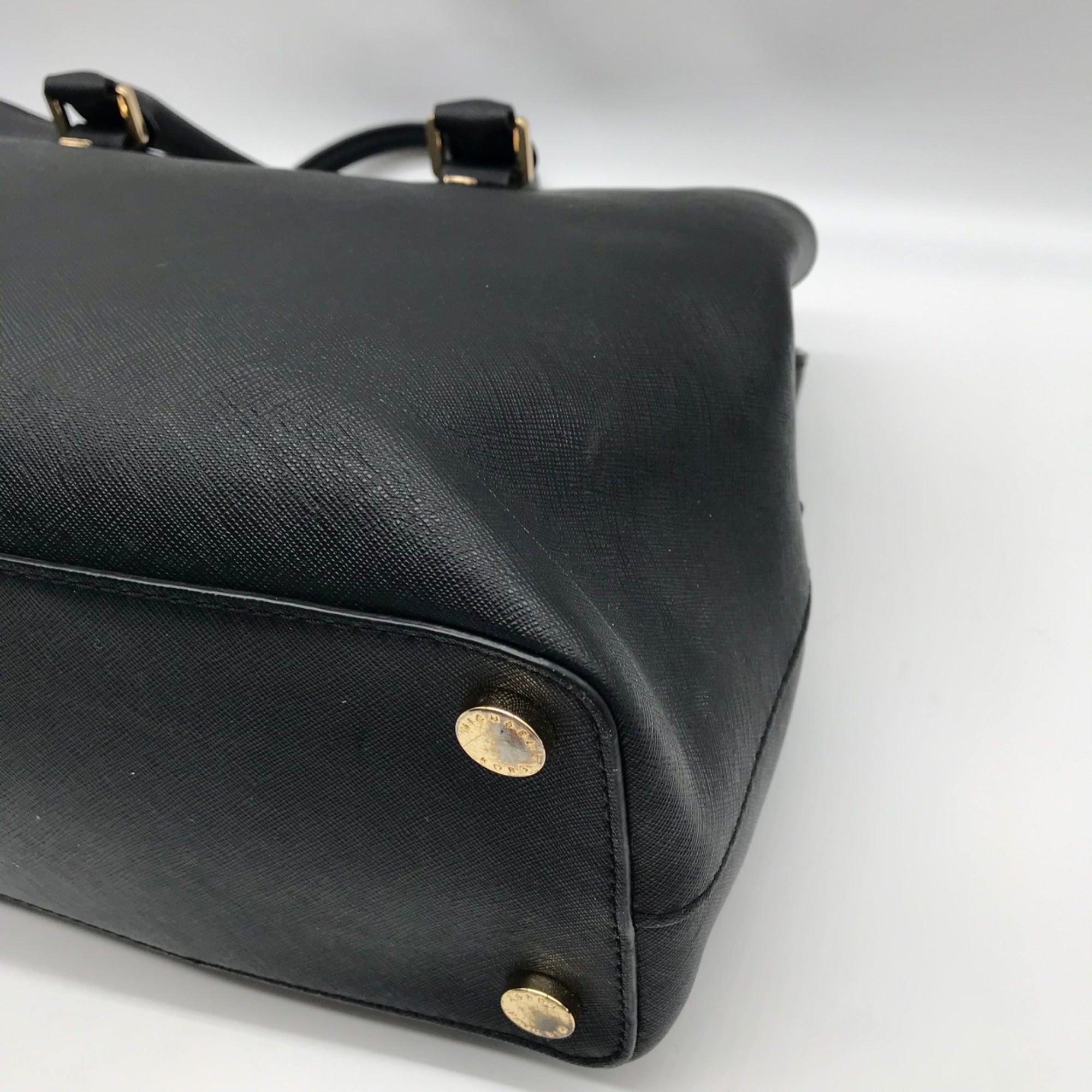 Michael Kors Black Saffiano Leather Savannah Convertible Satchel Bag