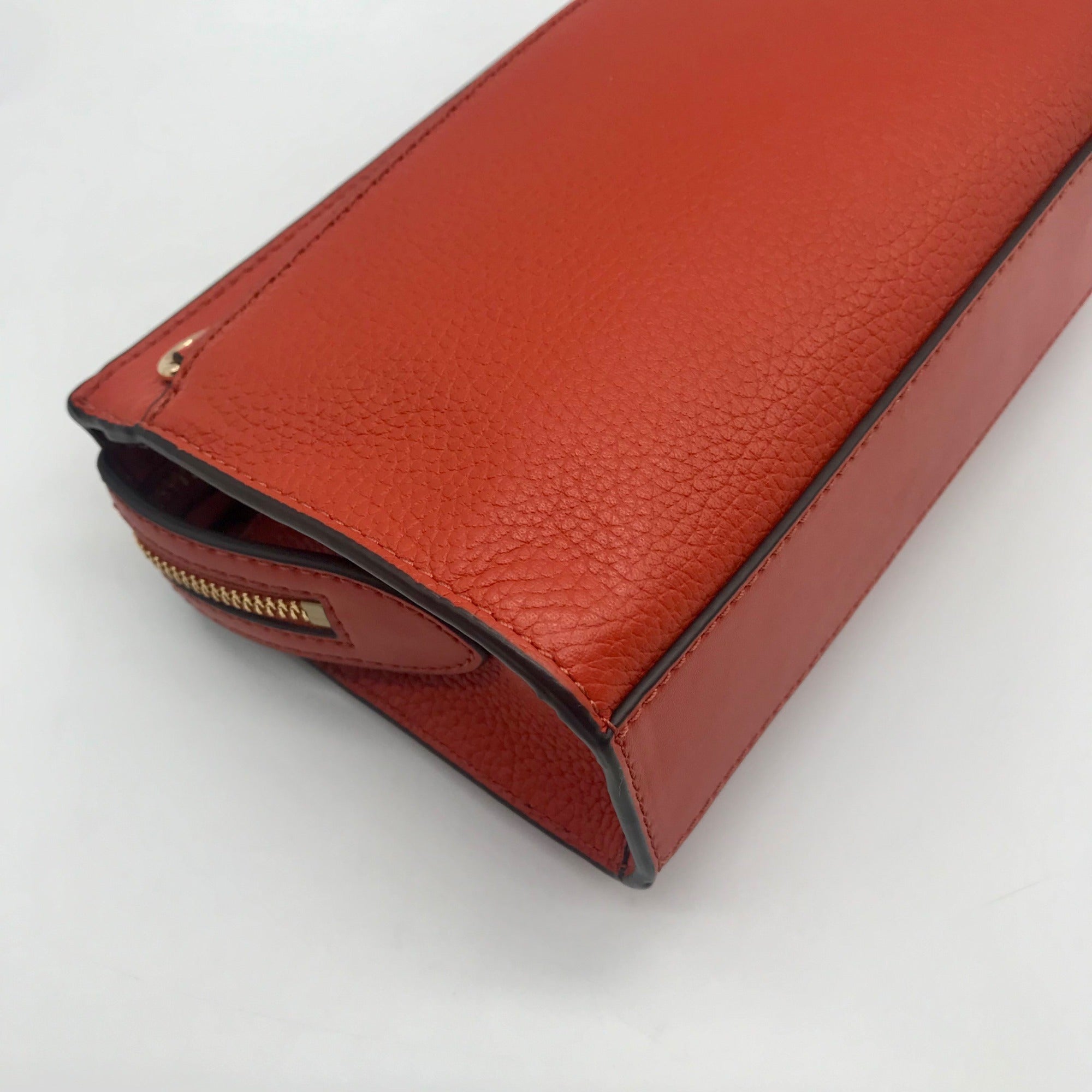 Michael Kors Burnt Orange Pebbled Leather Medium Valerie Crossbody Bag