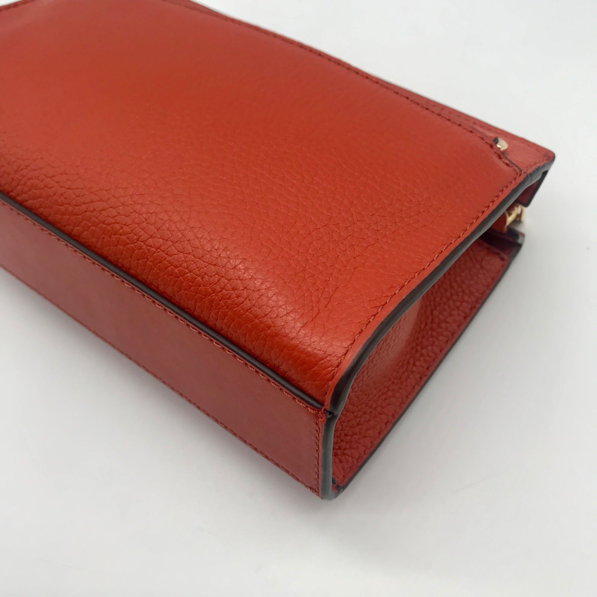 Michael Kors Burnt Orange Pebbled Leather Medium Valerie Crossbody Bag