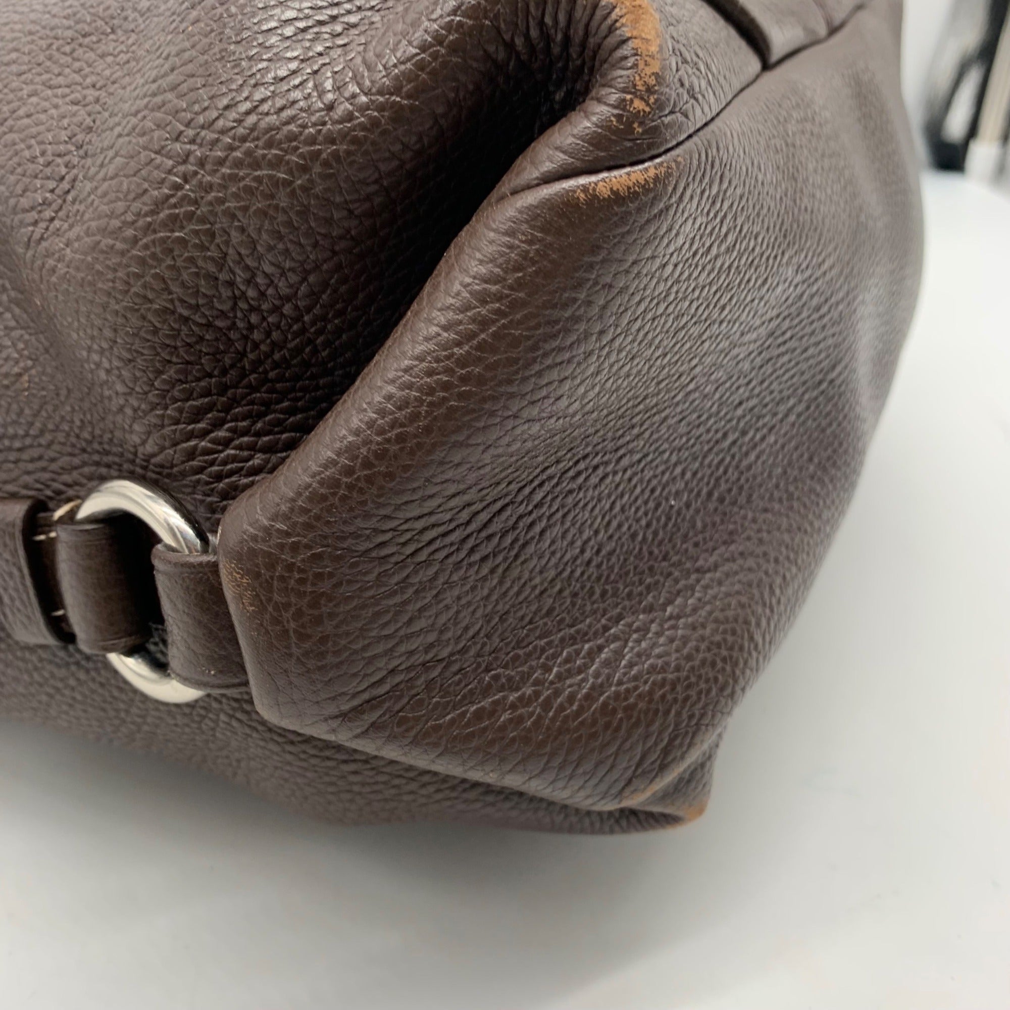 Coach 2-Way Brown Pebbled Leather Duffle Shoulder Bag (F15064)