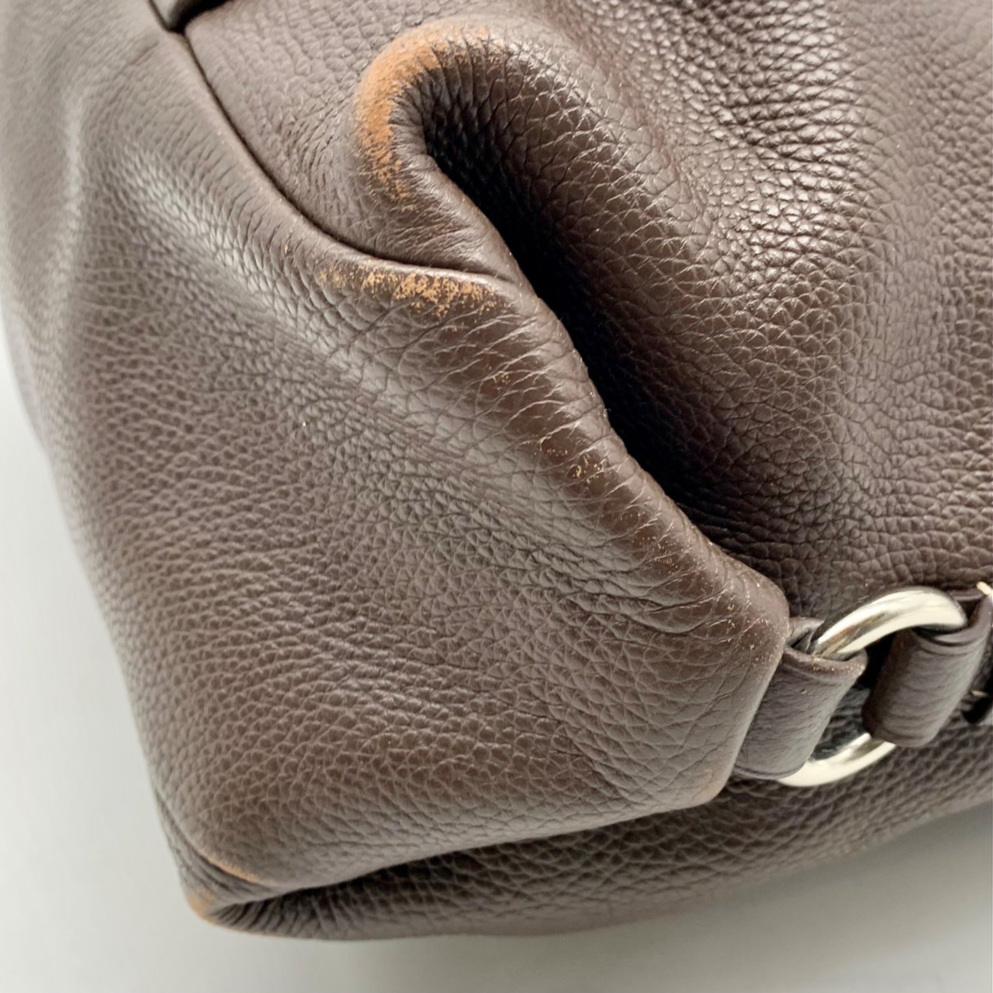 Coach 2-Way Brown Pebbled Leather Duffle Shoulder Bag (F15064)