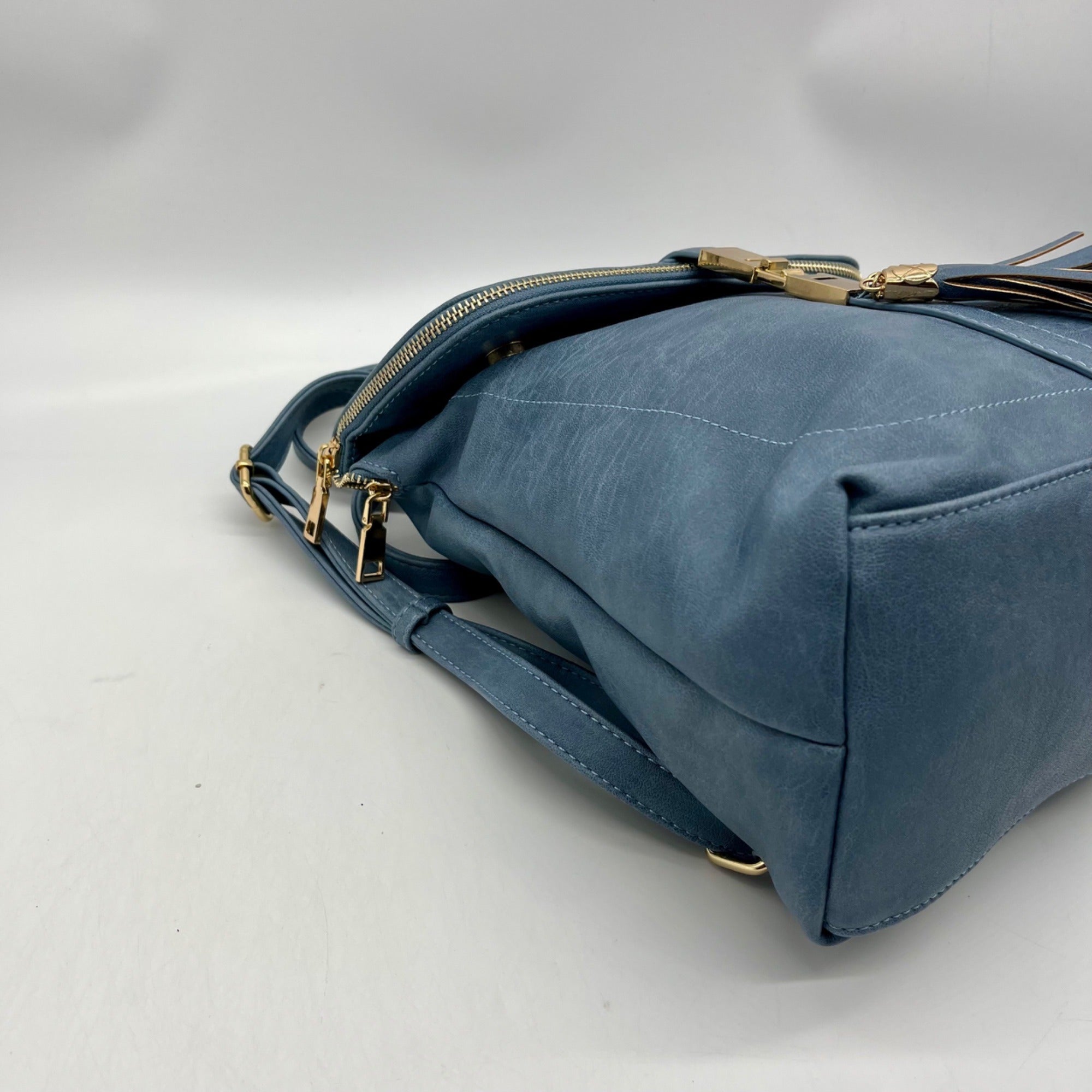 Miztique Blue Vegan Leather Diana Flip Over Backpack