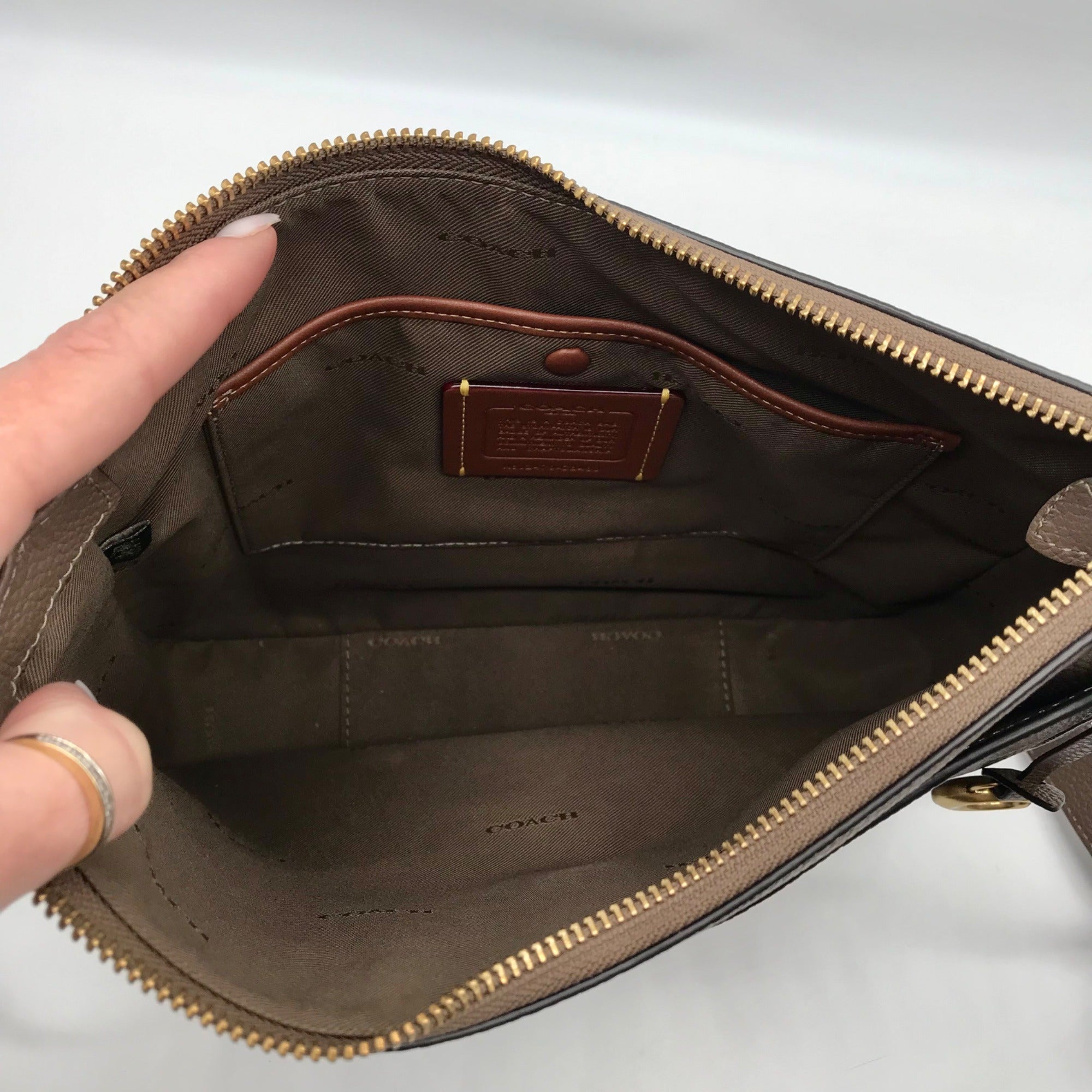 Coach Dark Stone Pebbled Leather Chaise Crossbody