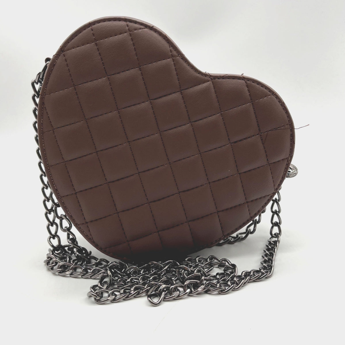 Valentino Orlandi Brown Faux Leather Heart Crossbody bag