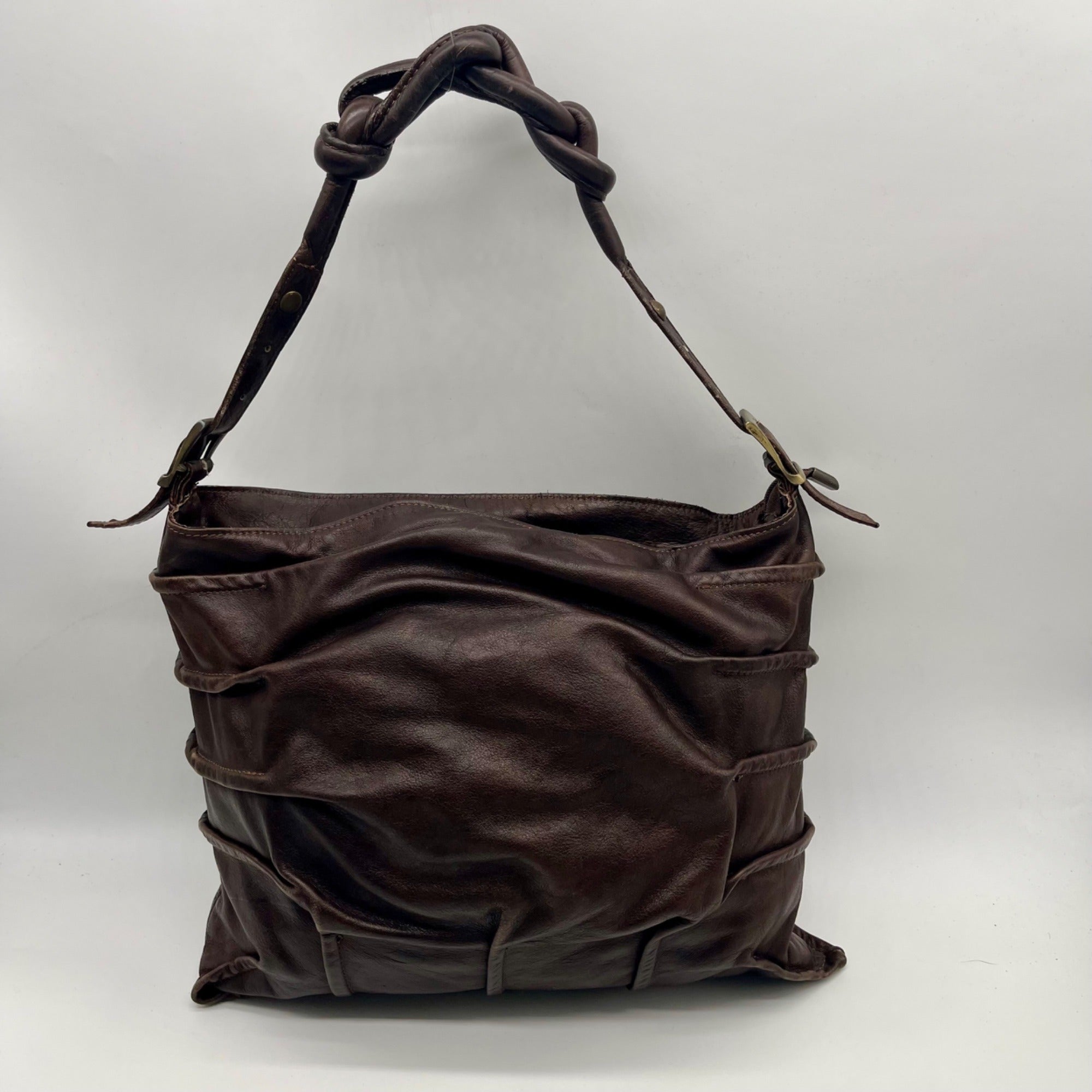 Brown Leather Hobo Shoulder Bag