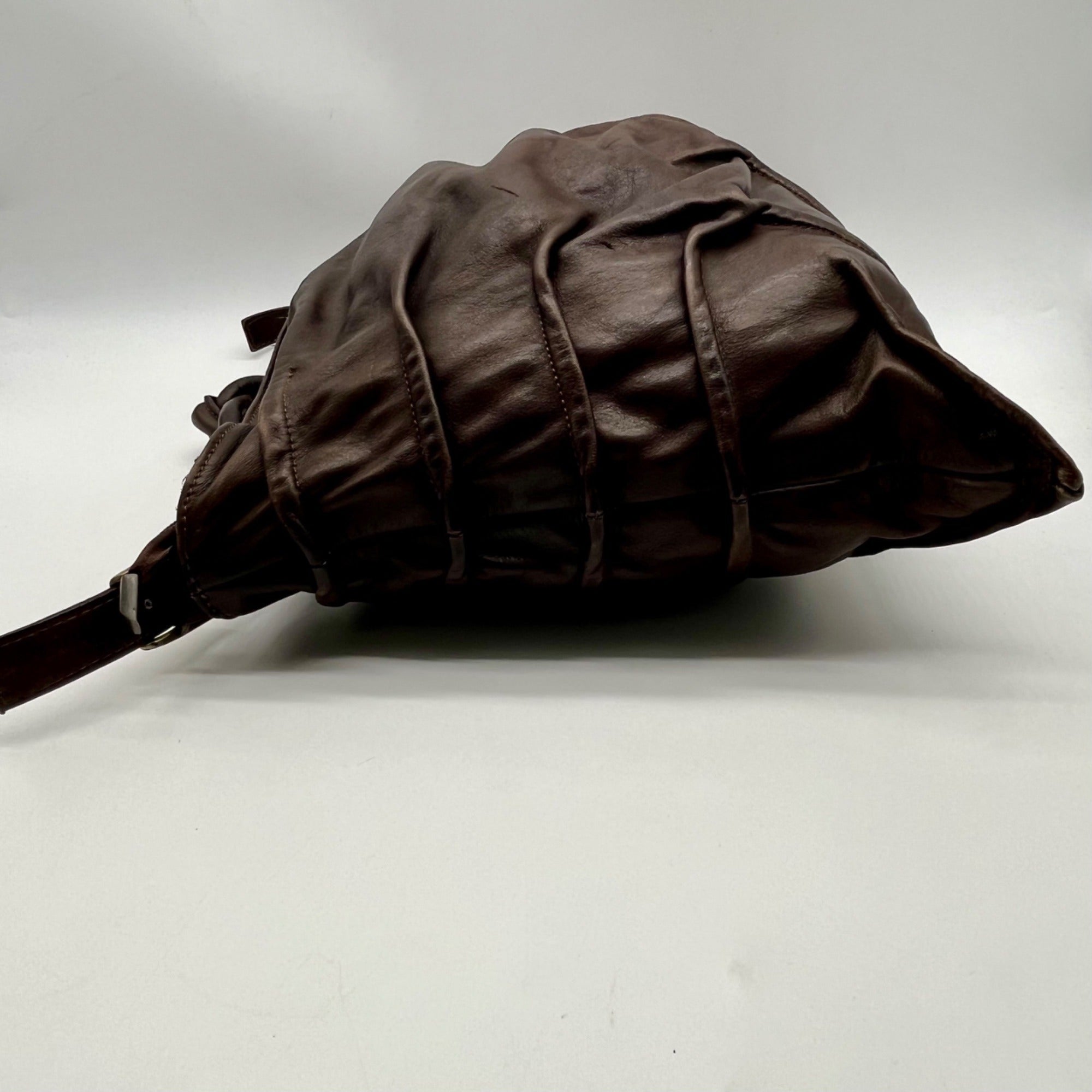 Brown Leather Hobo Shoulder Bag
