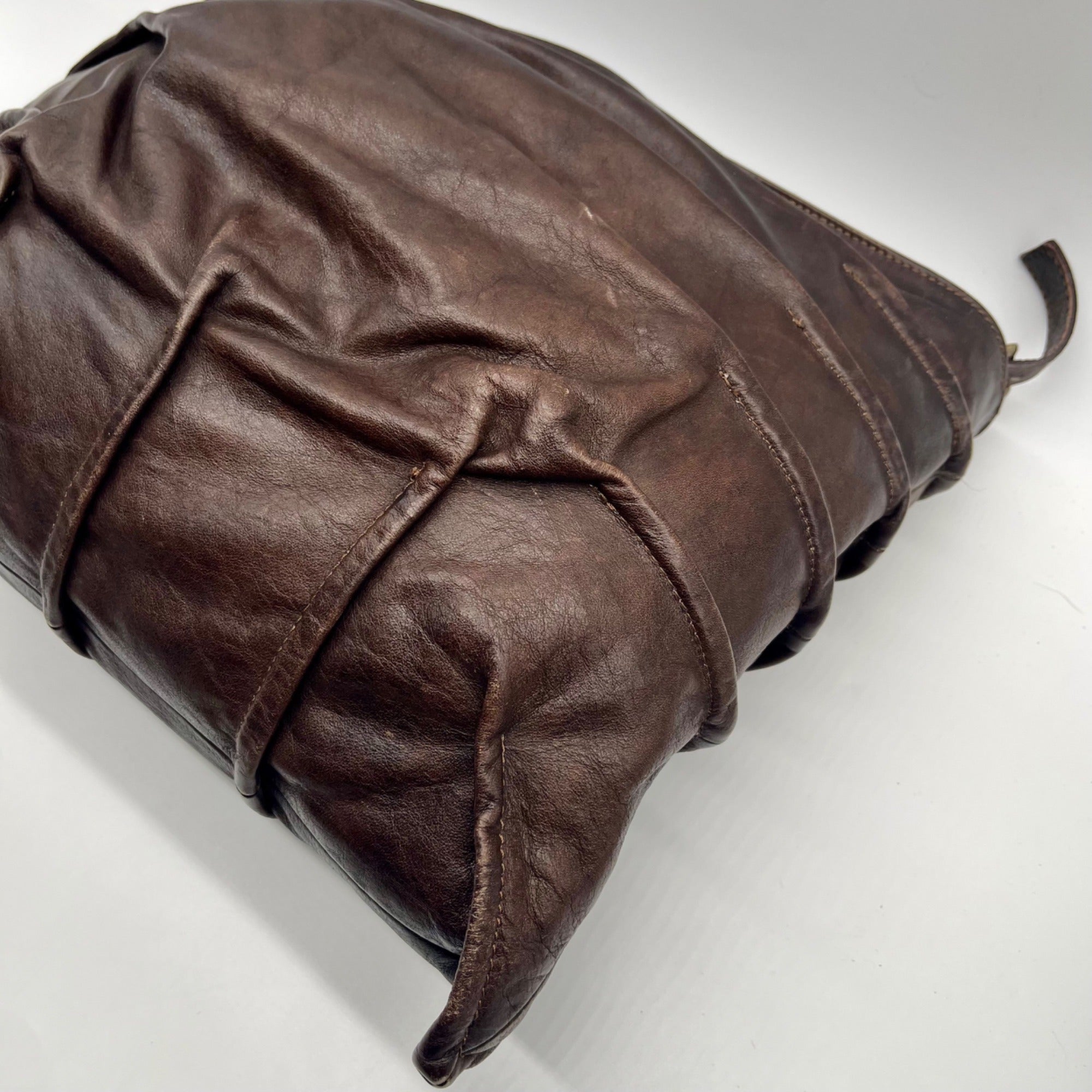 Brown Leather Hobo Shoulder Bag