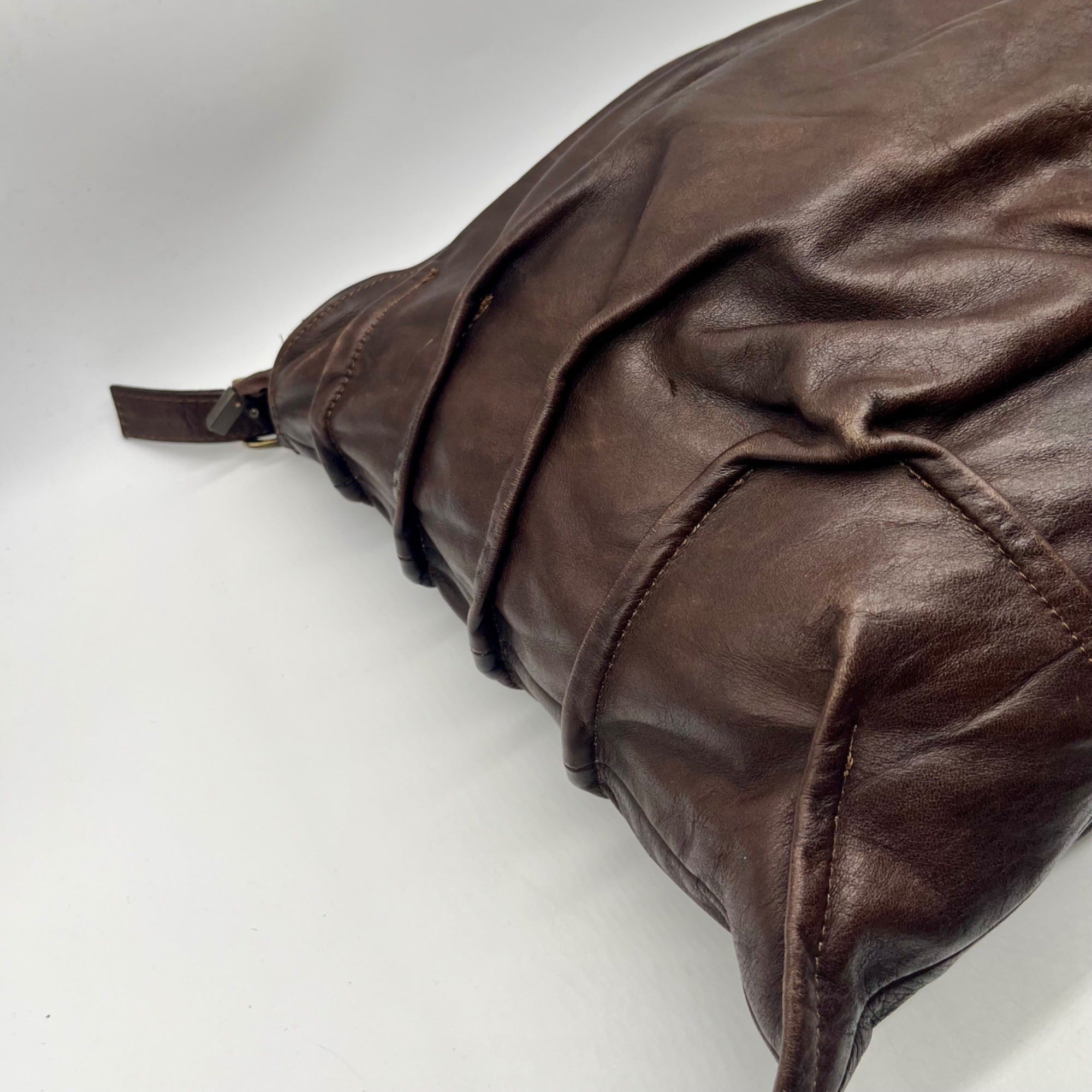 Brown Leather Hobo Shoulder Bag