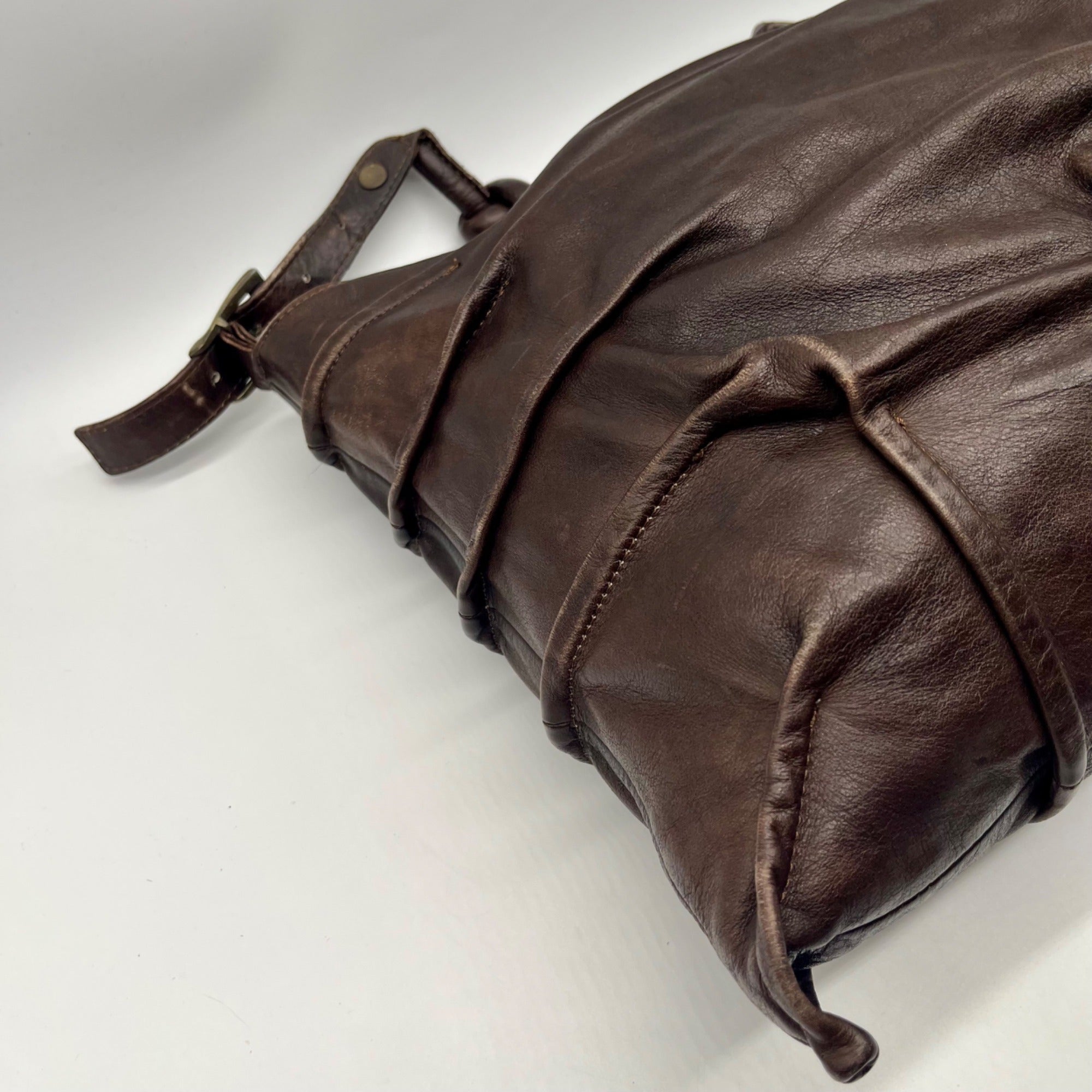 Brown Leather Hobo Shoulder Bag