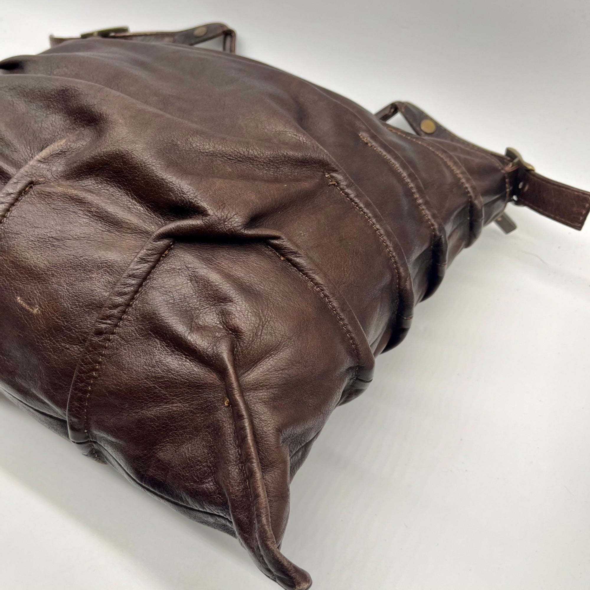 Brown Leather Hobo Shoulder Bag