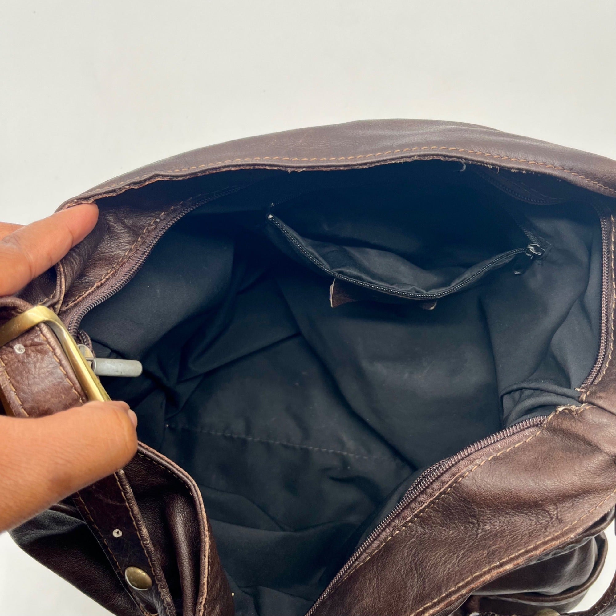 Brown Leather Hobo Shoulder Bag