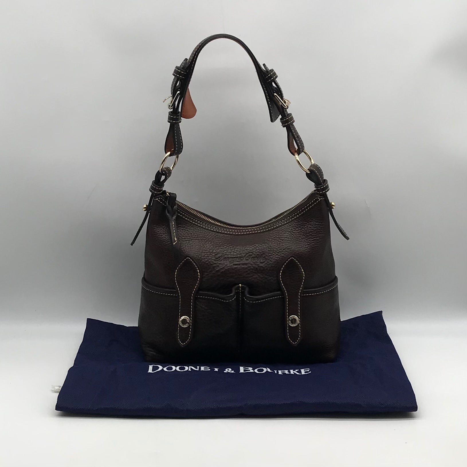 Dooney &amp; Bourke Dark Brown Vachetta Leather Lucy Florentine Satchel Bag