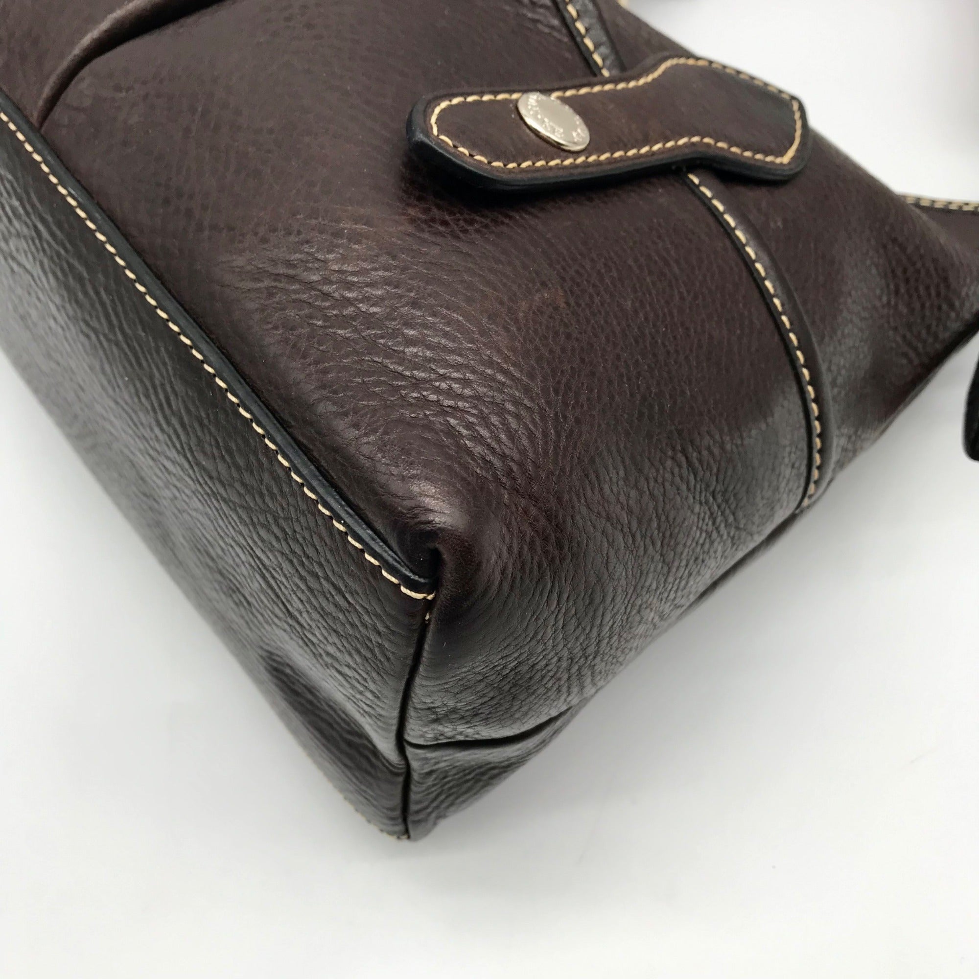 Dooney &amp; Bourke Dark Brown Vachetta Leather Lucy Florentine Satchel Bag